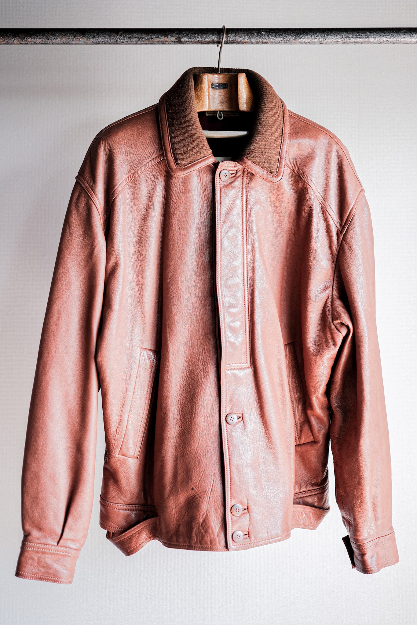 [~ 70 년대] Old Gucci Brown Leather Blouson Size.52