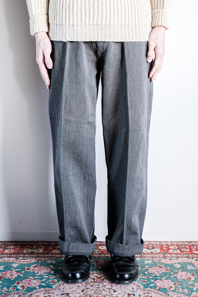 30's】French Vintage Salt & Pepper Cotton Twill Work Pants 