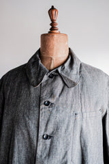 [~ 40's] French Vintage Black Chambray Atelier Coat "Dead Stock"