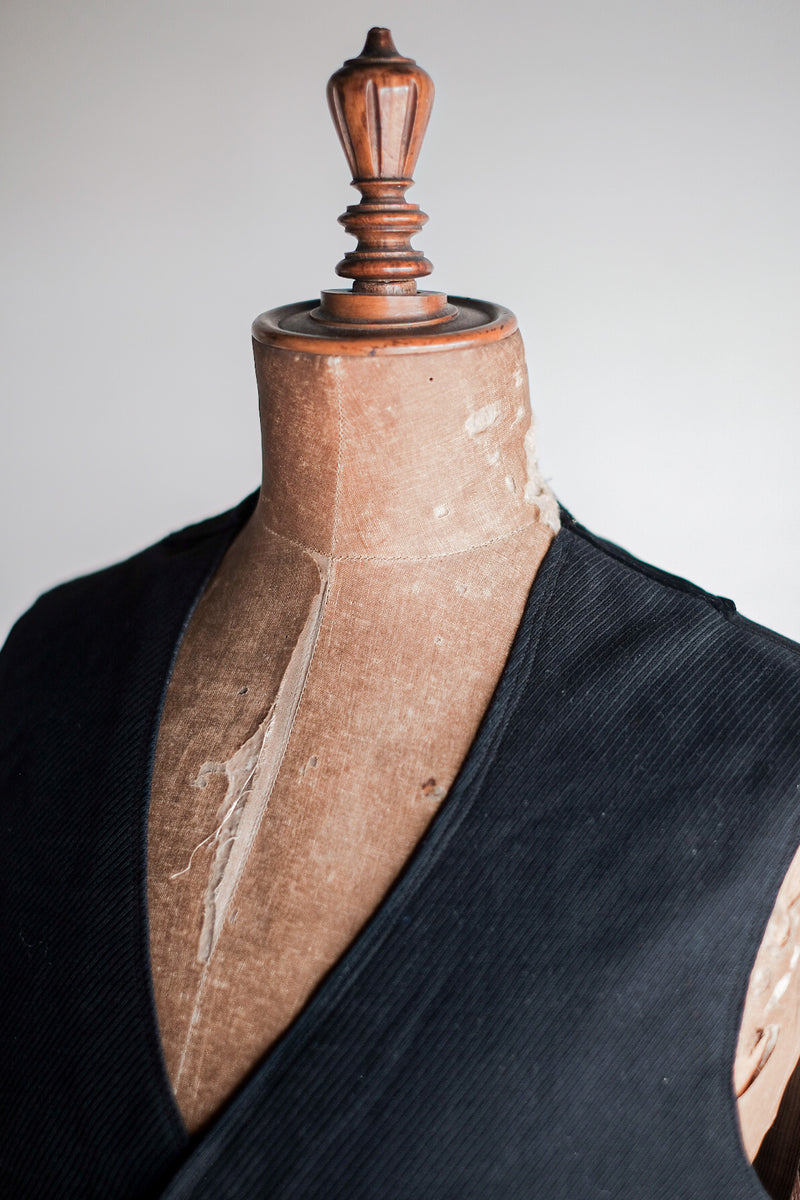 【~10's】French Vintage Black Wool Work Gilet