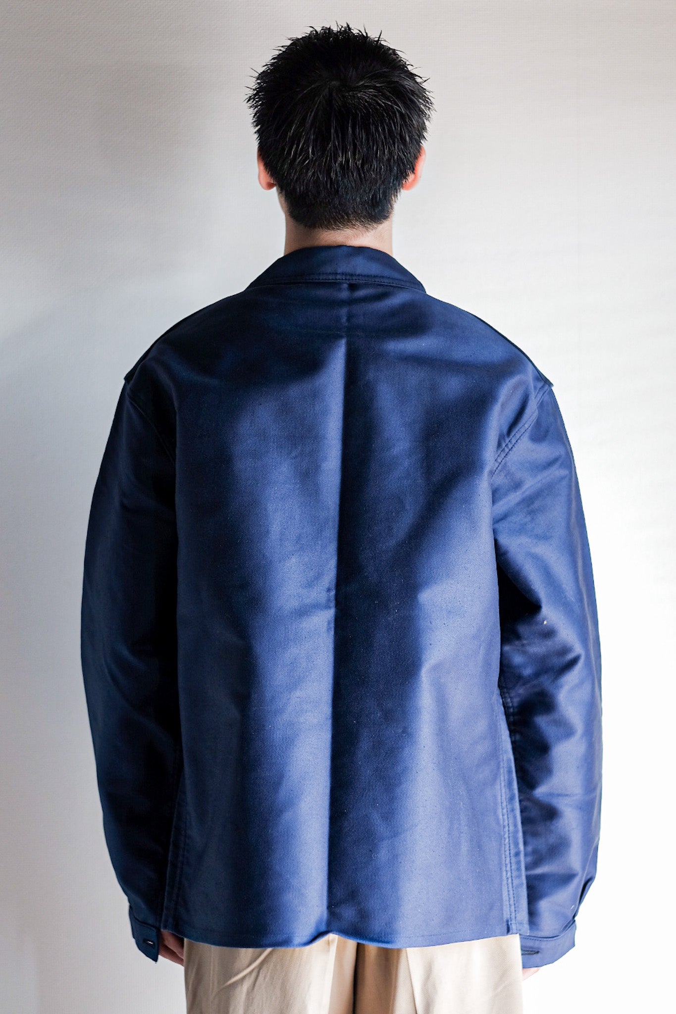 ［~50's］French Vintage Blue Moleskin Work Jacket "Le Mont St. Michel" "Dead Stock"