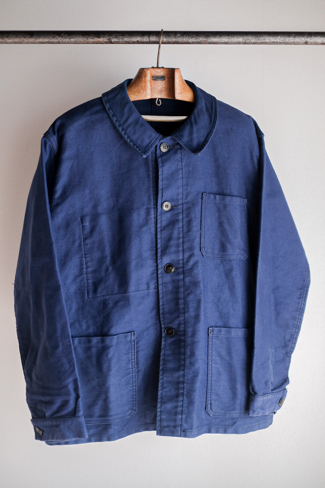 【~60's】French Vintage Blue Moleskin Work Jacket "4 Buttons"