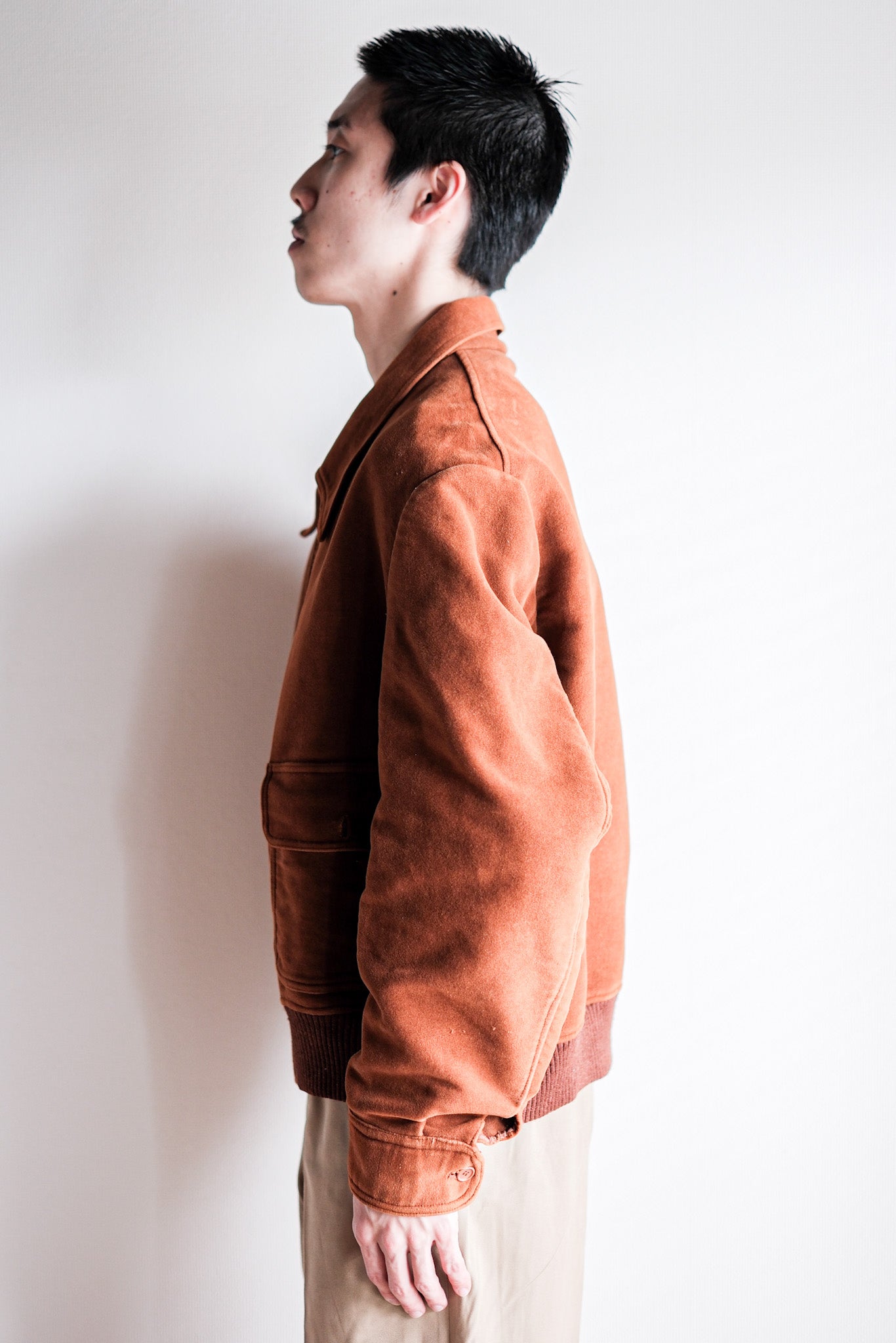［~40’s］French Vintage Brown Moleskin Cyclist Jacket