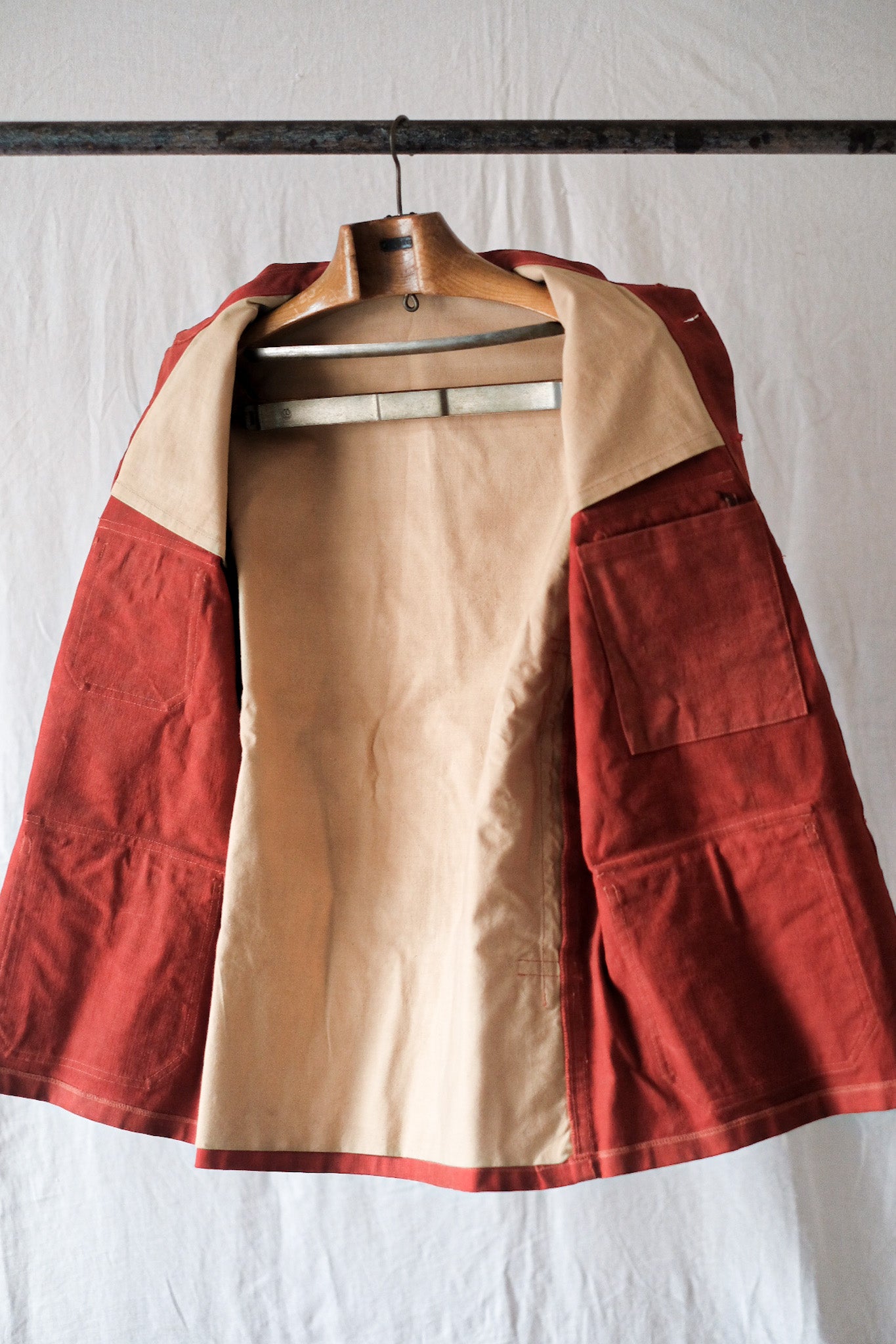 [~ 50's] French Vintage Red Cotton Canvas Hunting Jacket