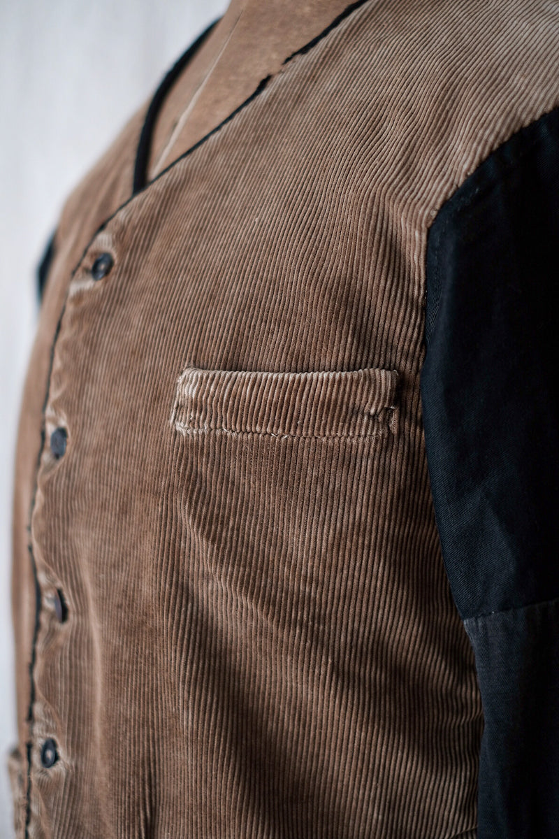 【~30's】French Vintage Brown Corduroy Gilet Jacket