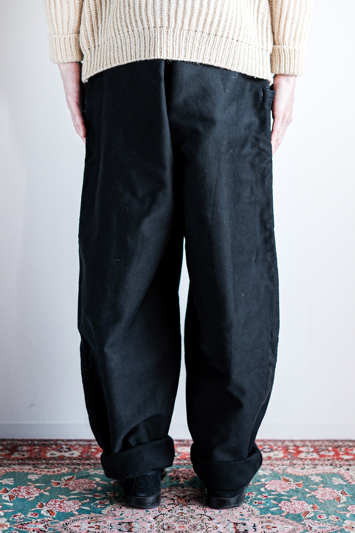 ［~50's］French Vintage Black Moleskin Work Pants "Adolphe Lafont"