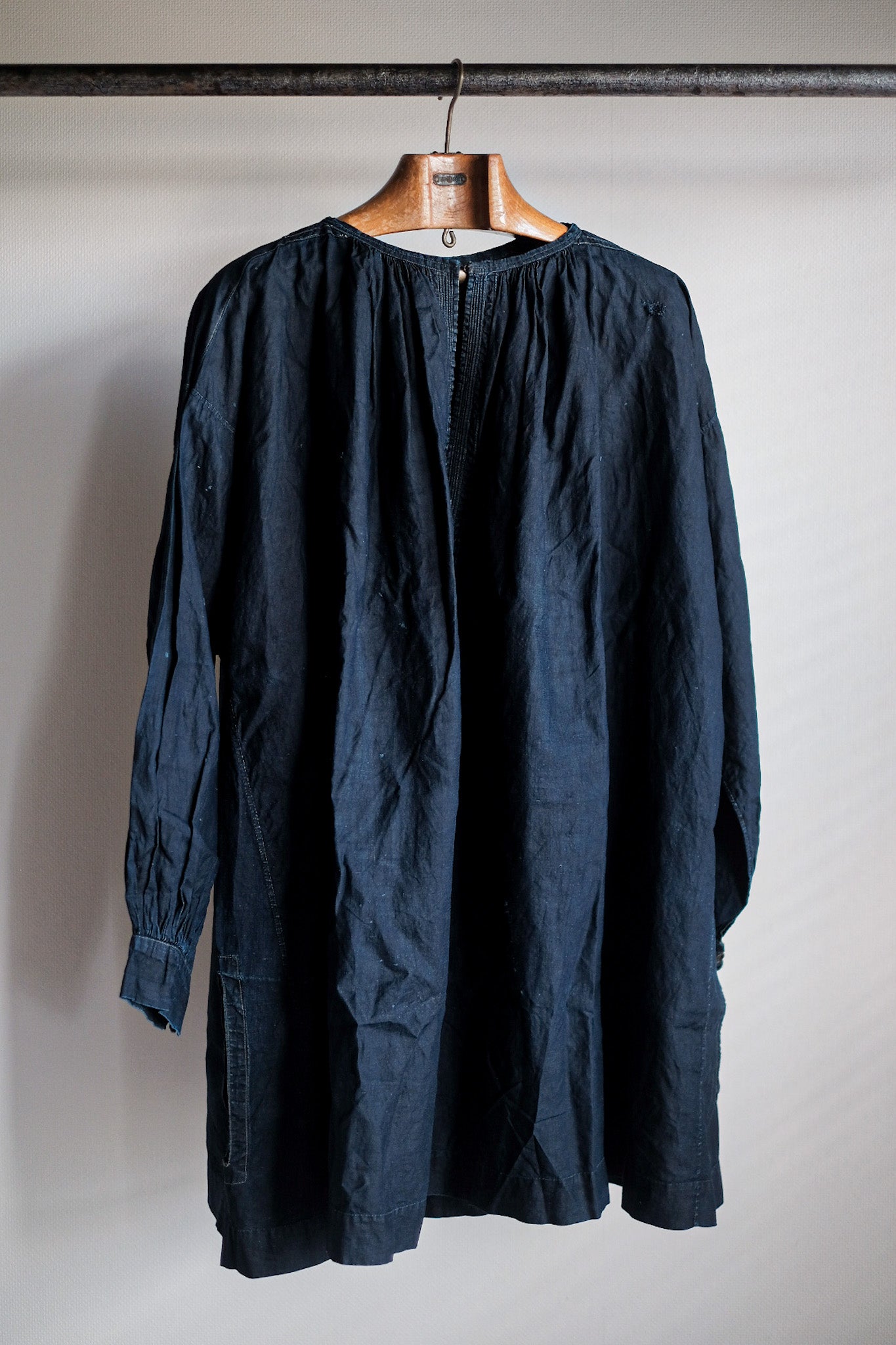 [Early 20th C] French Antique Indigo Linen Smock "Biaude"