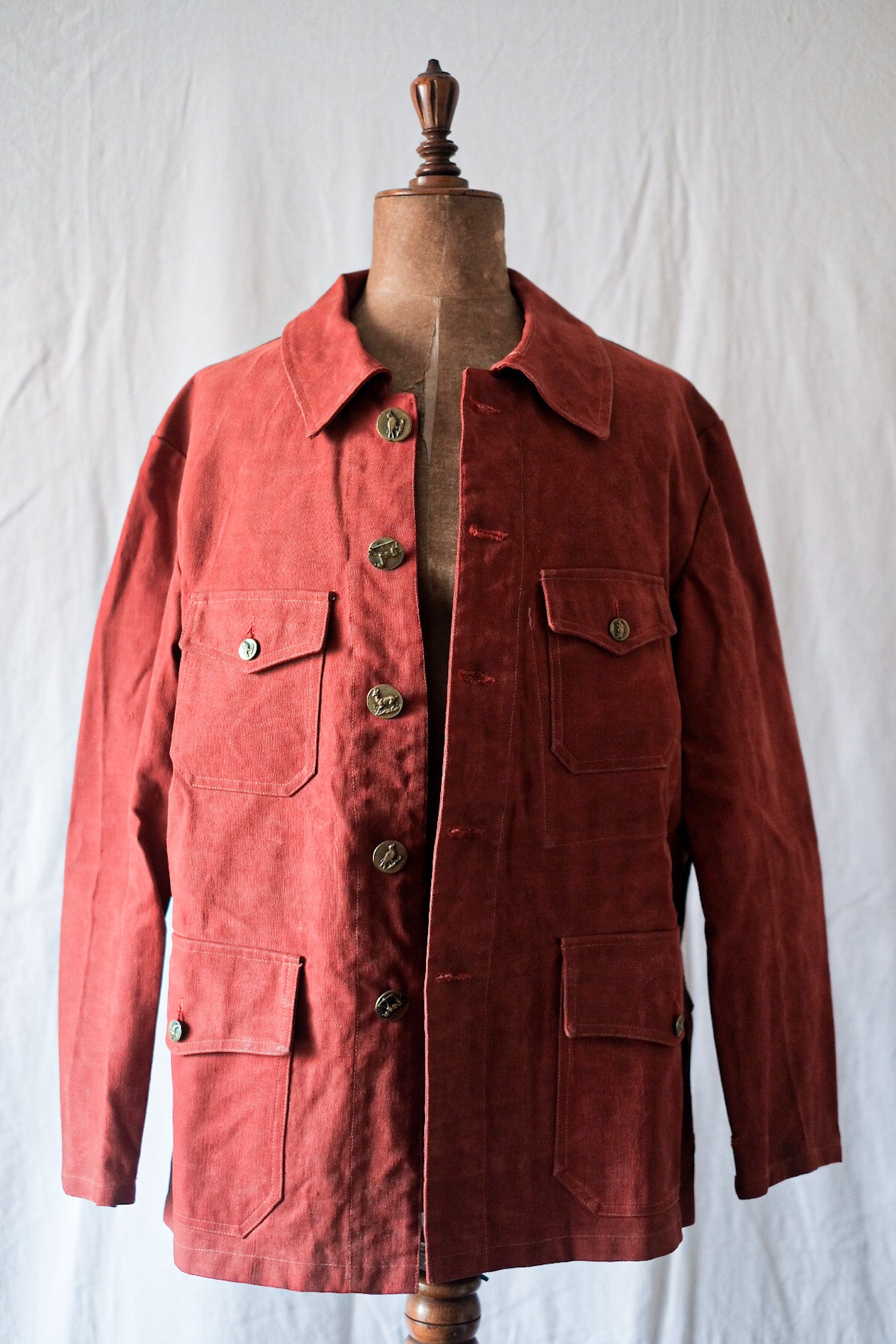 [~ 50's] แจ็คเก็ตผ้าใบผ้าใบสีแดงวินเทจฝรั่งเศสวินเทจ