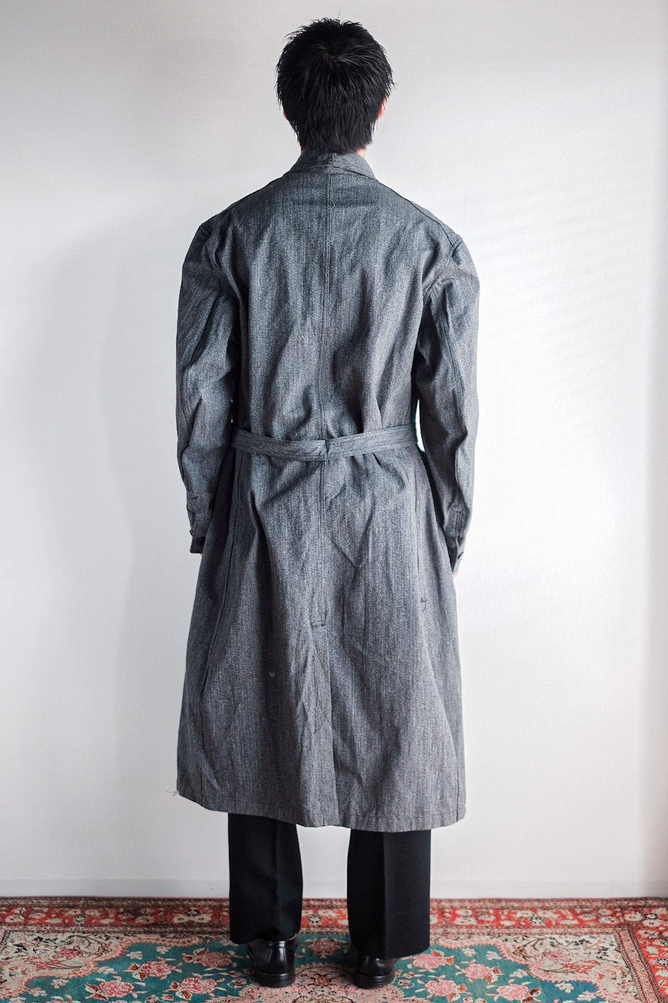 【~50's】French Vintage PTT Black Chambray Atelier Coat “Dead Stock”
