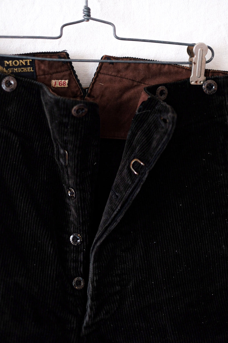 【~40's】French Vintage "Le Mont St. Michel" Black Corduroy Work Shorts