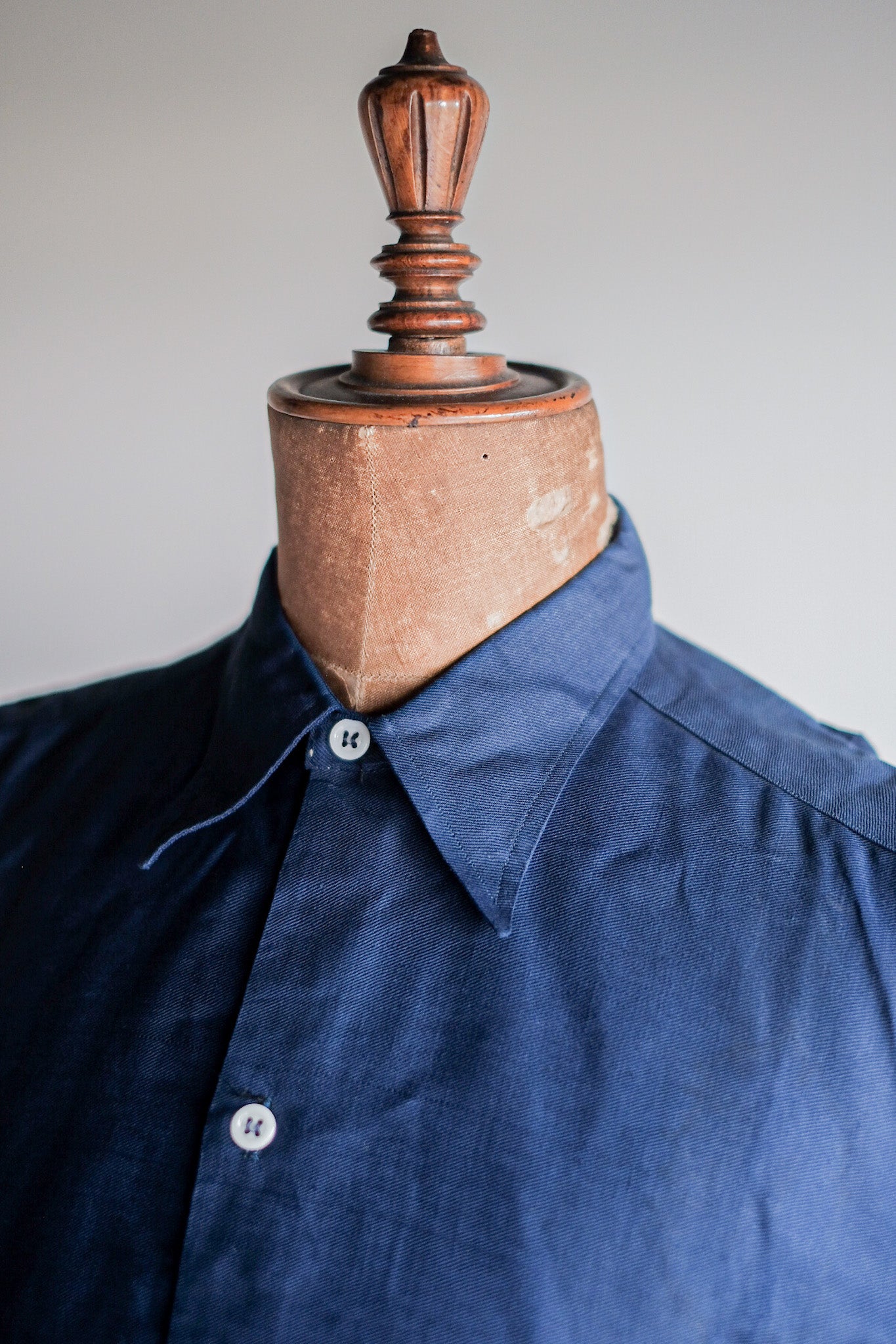 [~ 40's] French Vintage Indigo Metis Grandpa Shirt "Dead Stock"