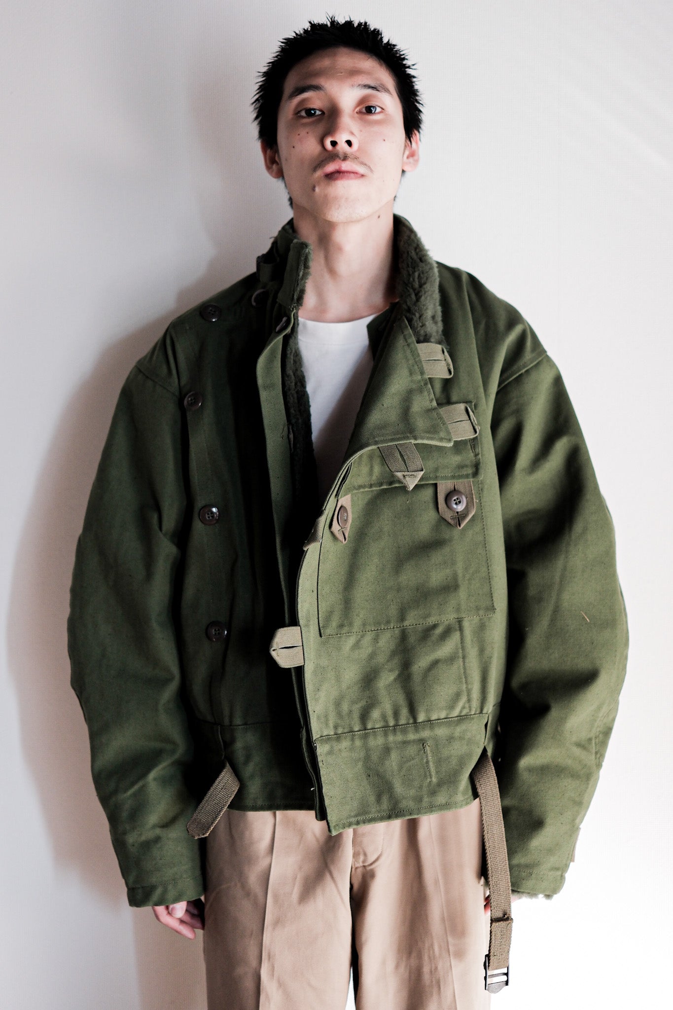 【~60's】Swedish Army Dispatch Rider Motorcycle Jacket With Liner Size.C48 "Dead Stock"