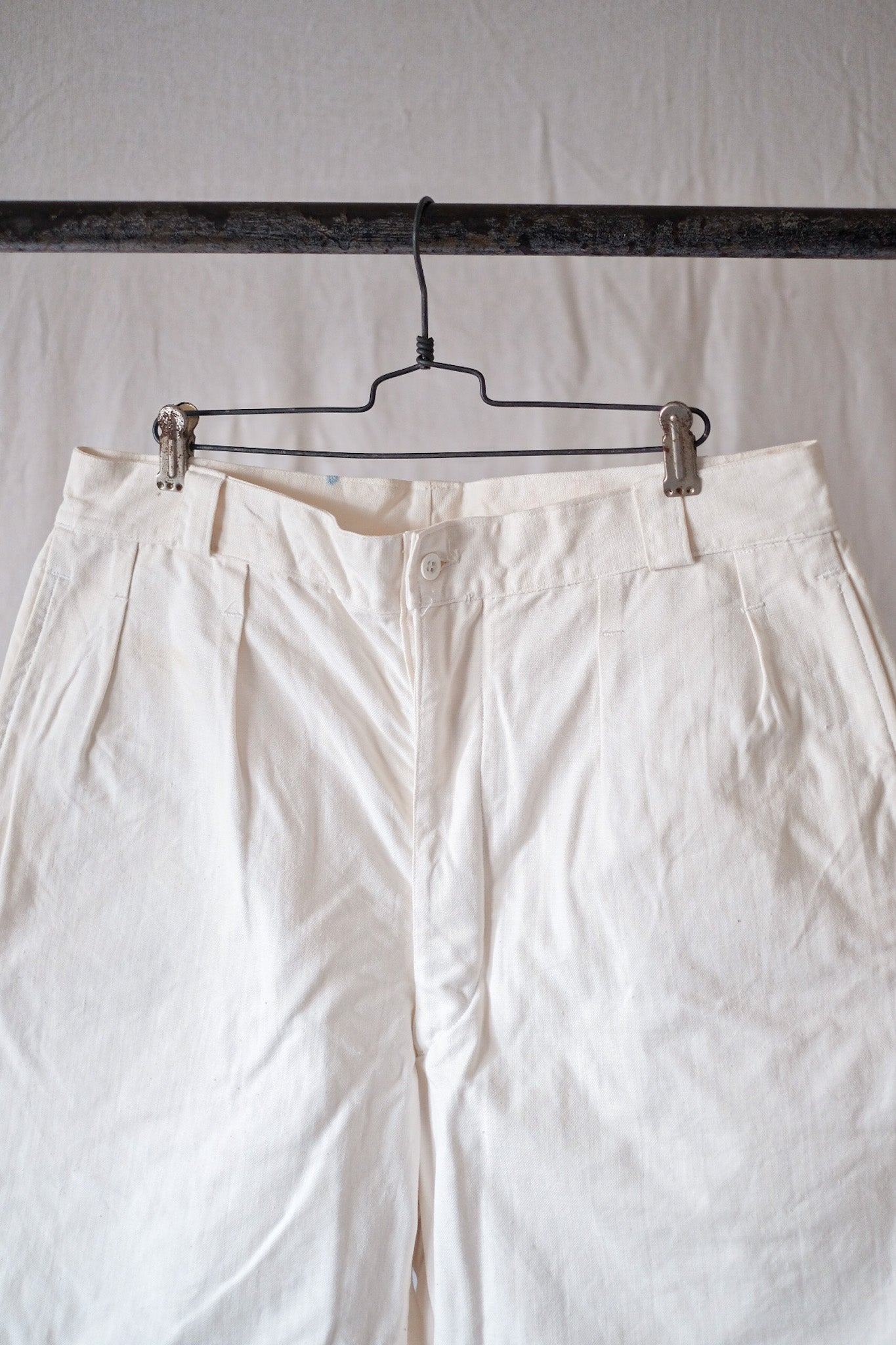 【~50's】French Navy White Cotton Linen Shorts