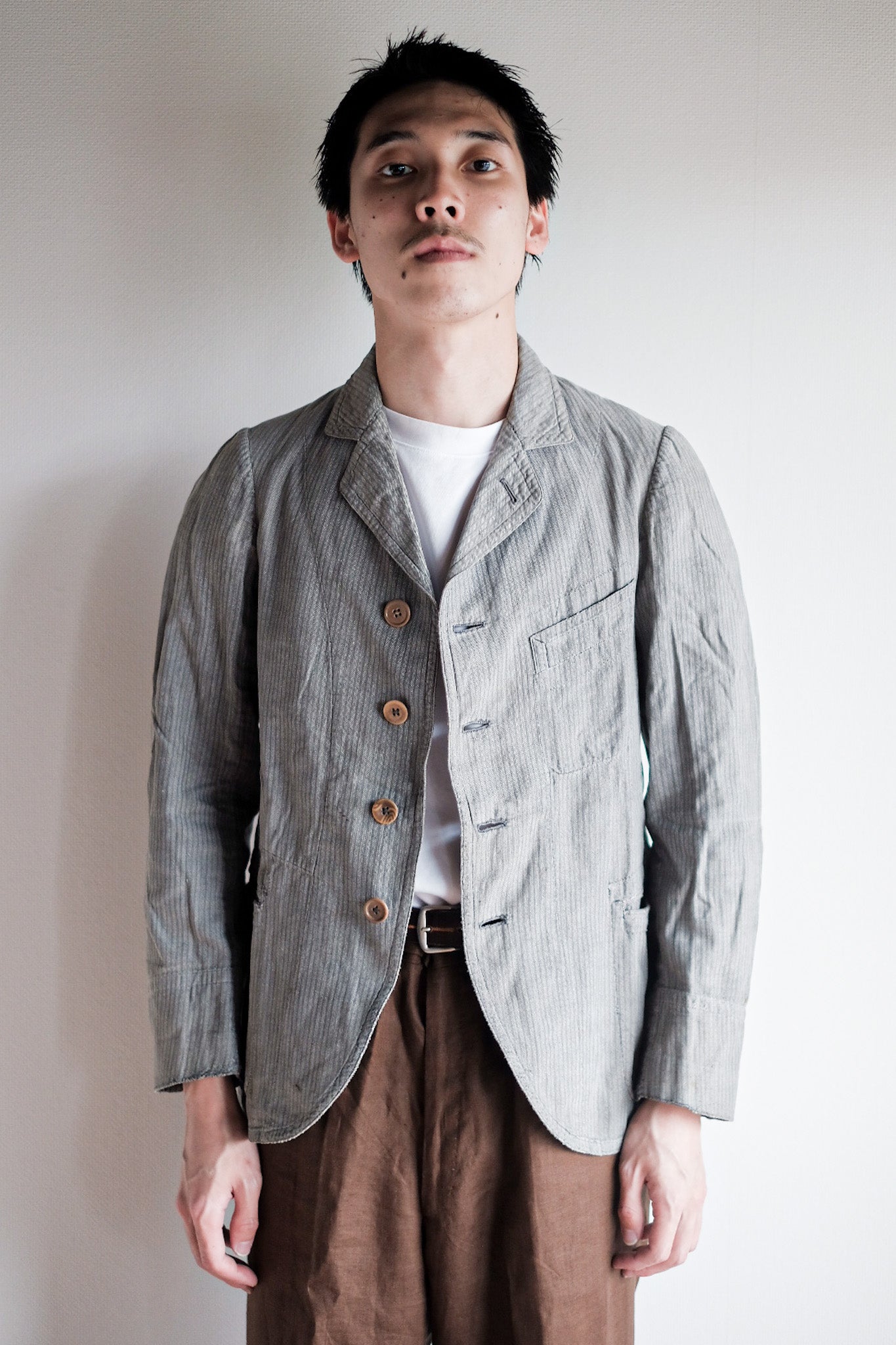 ［~10's］French Antique Chambray Striped Sack Jacket