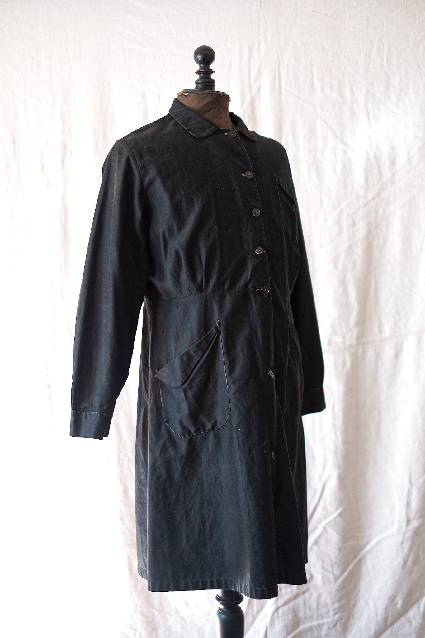 [~ 30's] เสื้อโค้ทโมล็อตสีดำวินเทจฝรั่งเศส