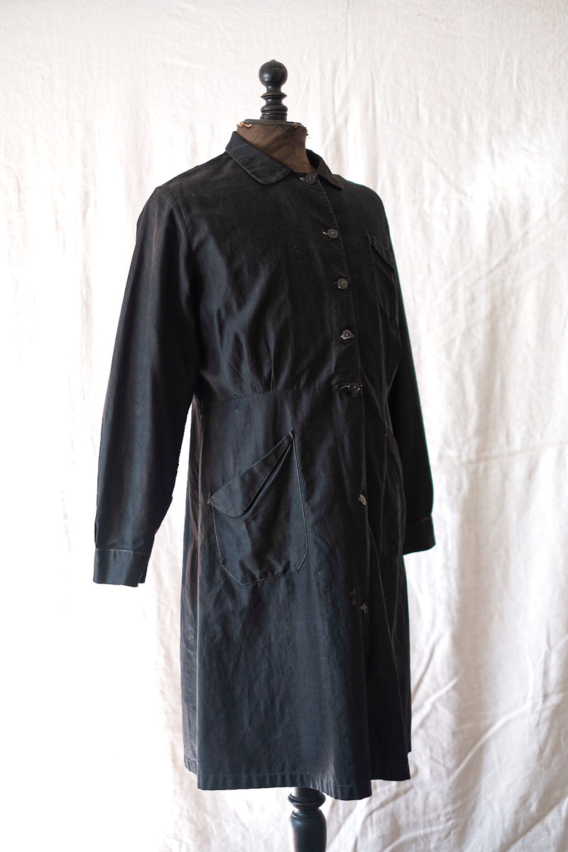 【~30's】French Vintage Black Moleskin Work Coat