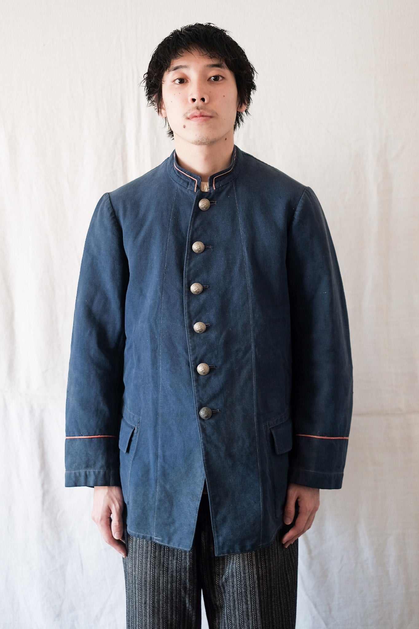 30's】French Vintage Indigo Cotton Twill Fireman Jacket