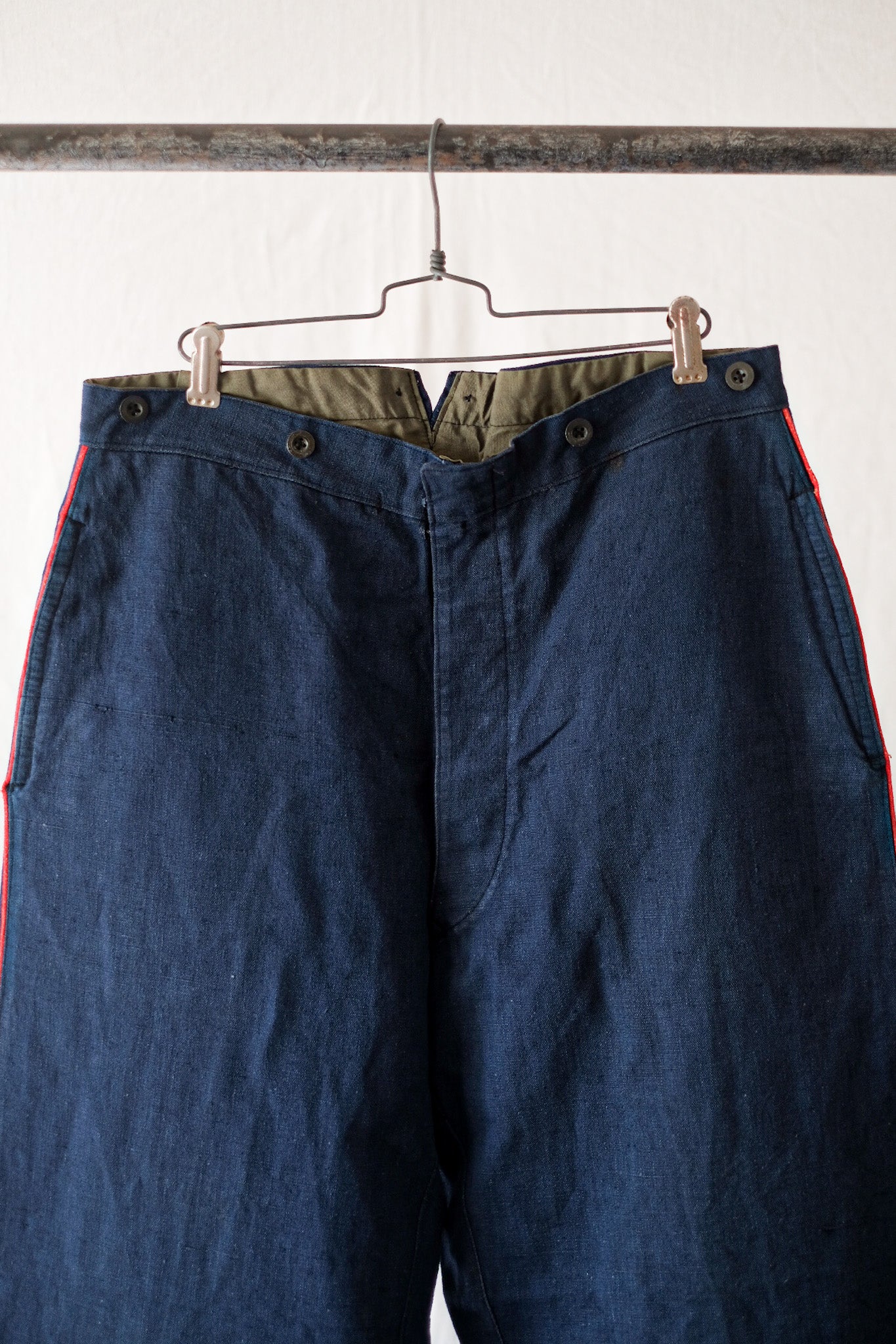 30's] French Vintage Indigo Linen Fireman Pants