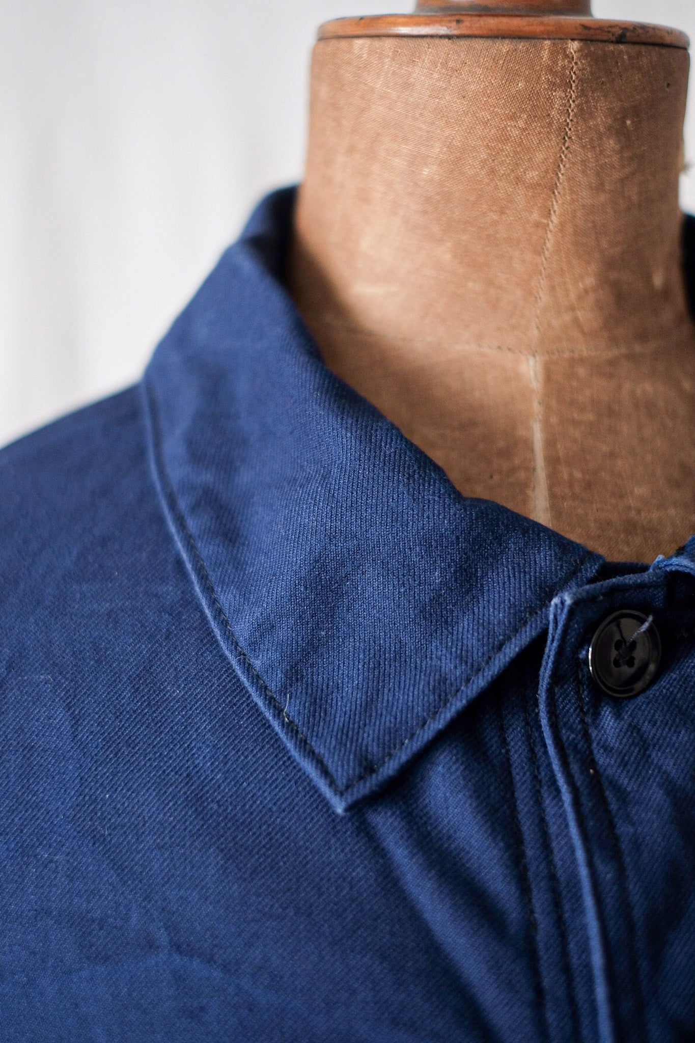【~50's】French Vintage Blue Cotton Twill Work Jacket "Le Mont St. Michel"