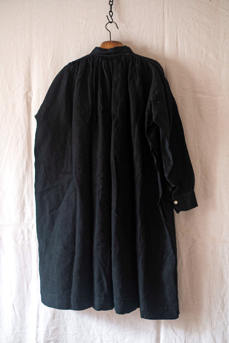 【Early 20th C】French Antique Indigo Linen Smock "Biaude"