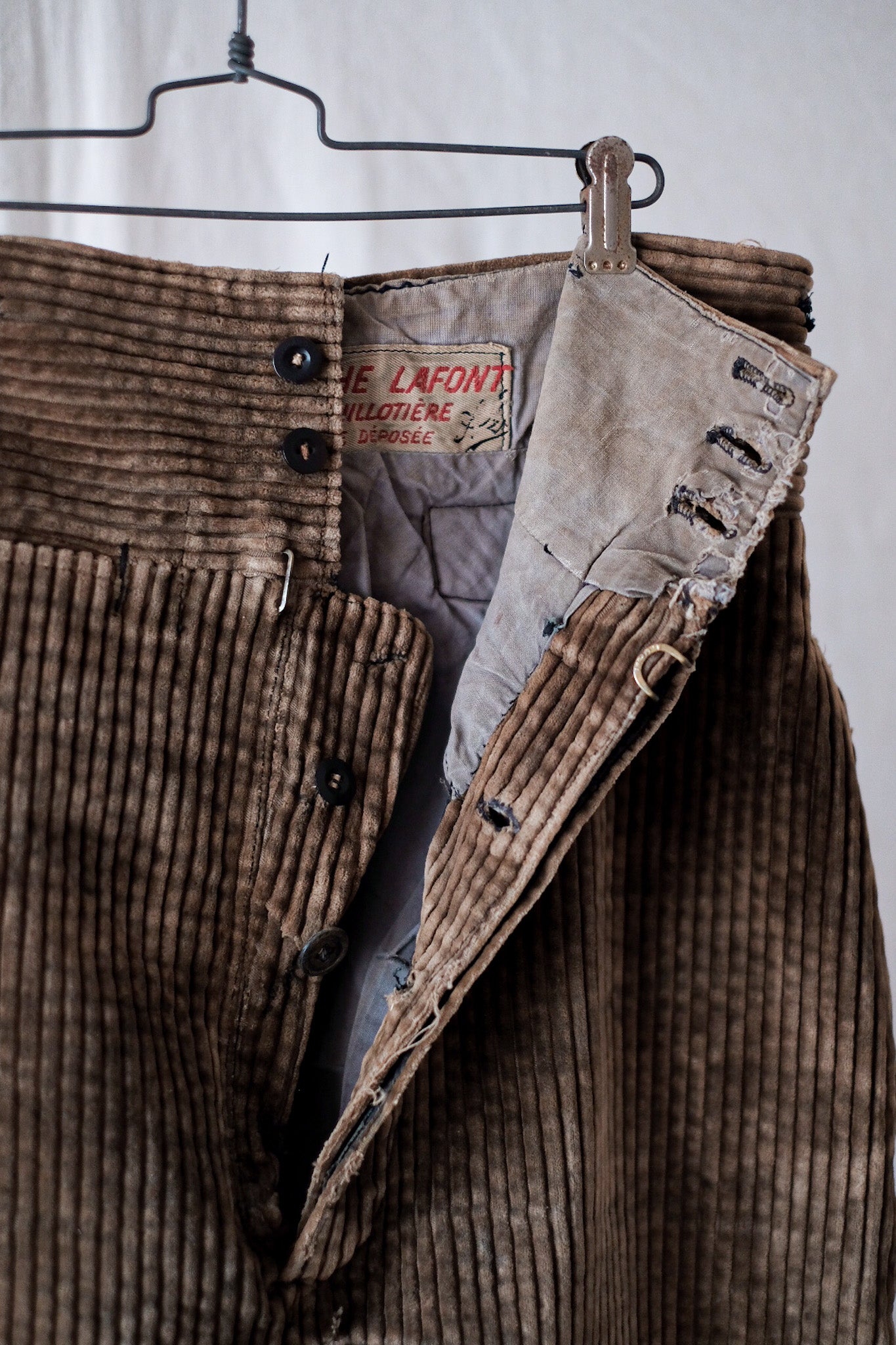 [~ 30's] French Vintage Brown Corduroy Work Pants "Adolphe Lafont"