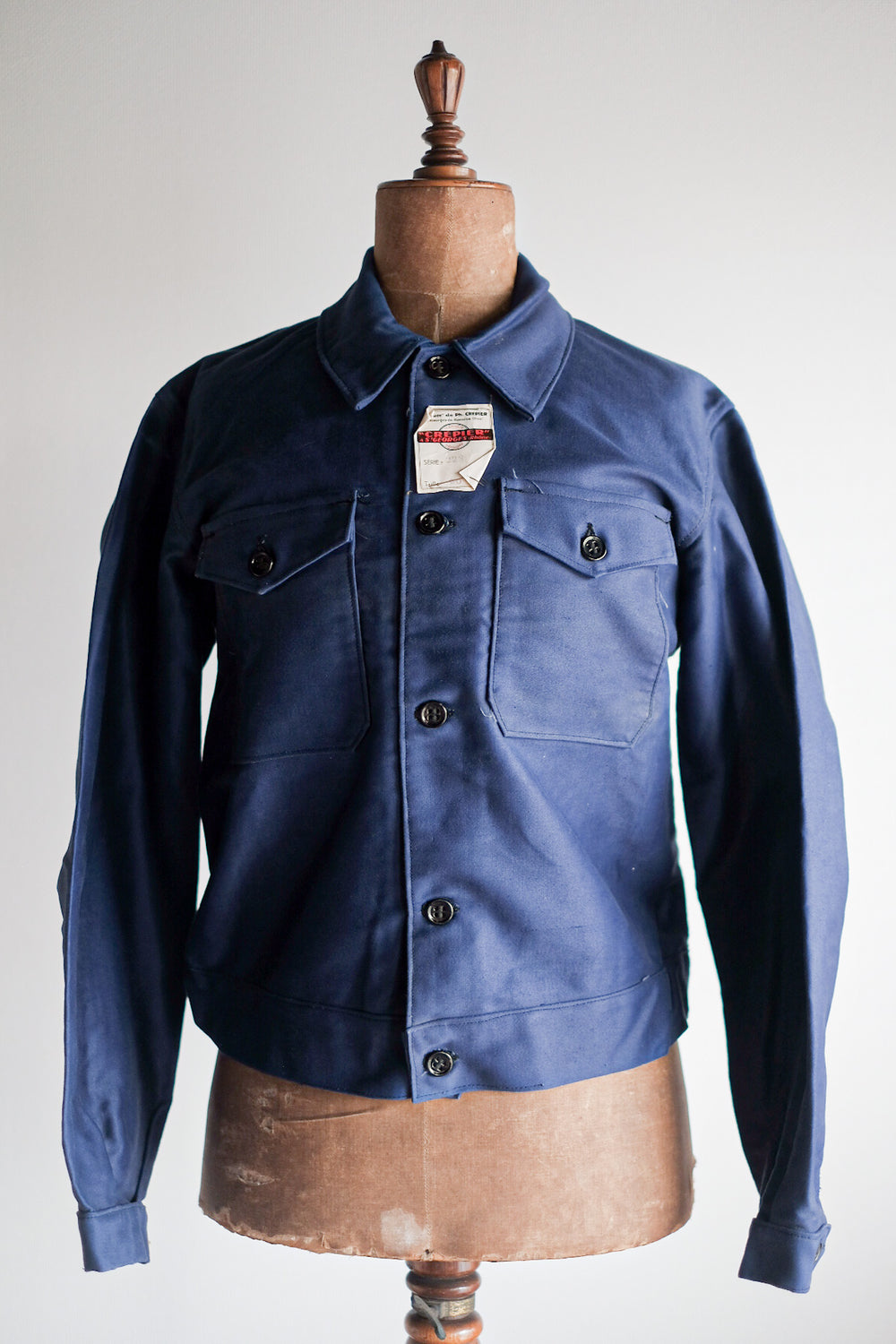 【~40's】French Vintage Blue Moleskin Cyclist Jacket "Dead Stock"