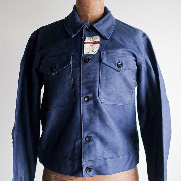 【~40's】French Vintage Blue Moleskin Cyclist Jacket 