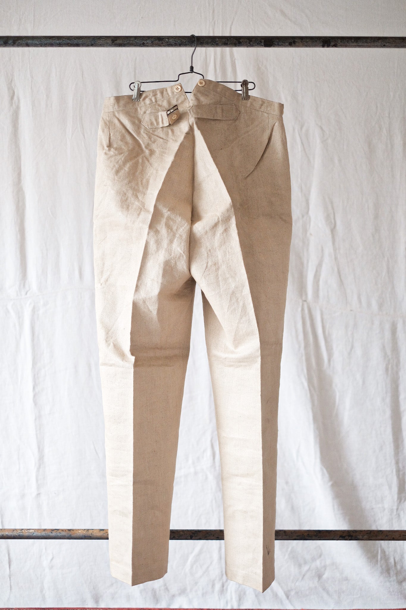 [〜20年代]法國復古HBT亞麻工程褲子“死股”