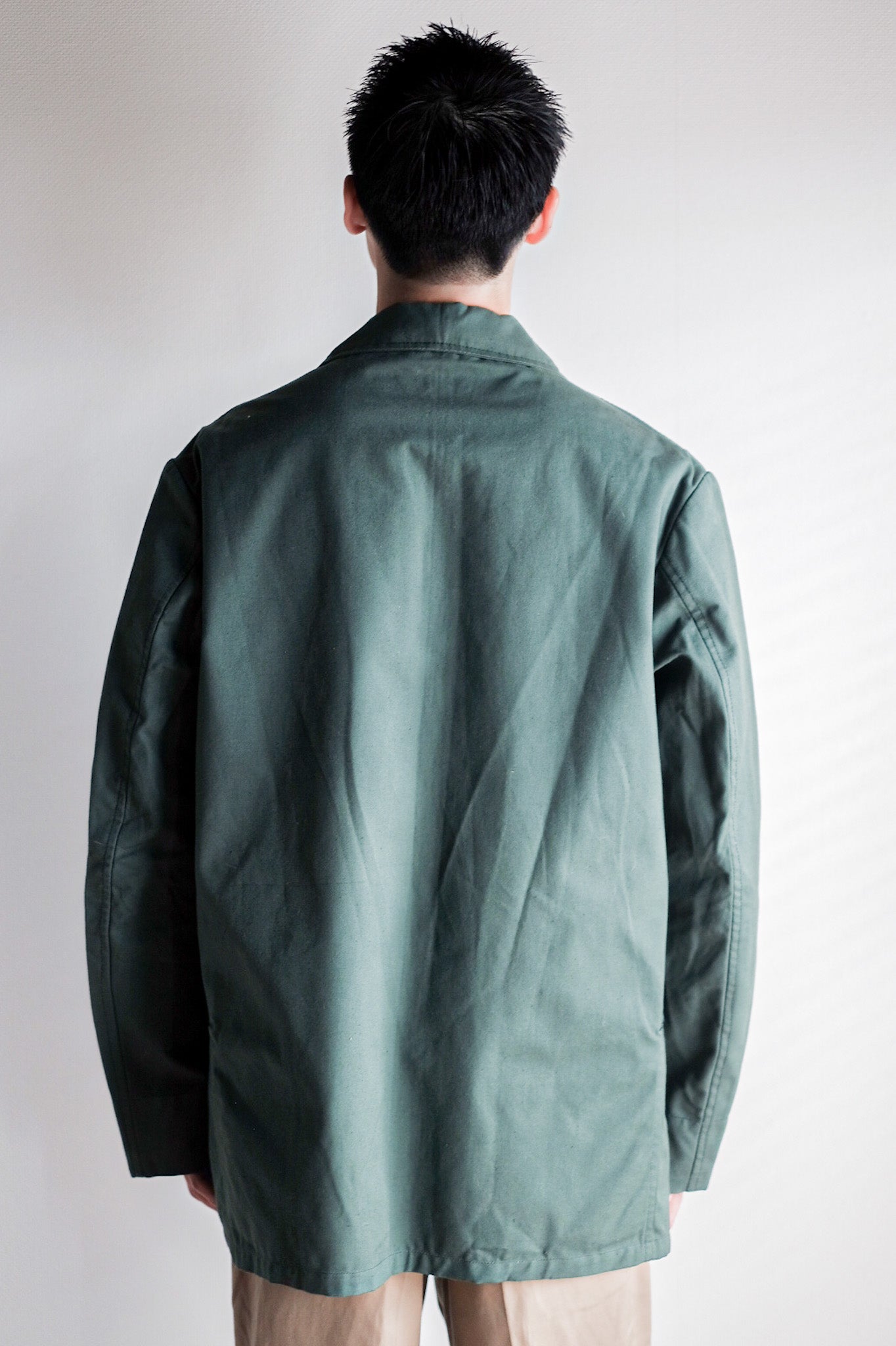 ［~50's］French Vintage Green Cotton Hunting Jacket With Chin Strap "Dead Stock"