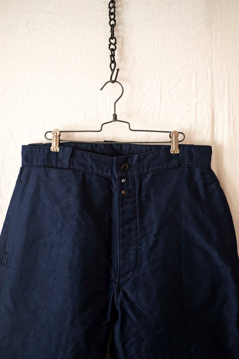 【~40's】French Vintage Blue Moleskin Work Pants "Dead Stock"