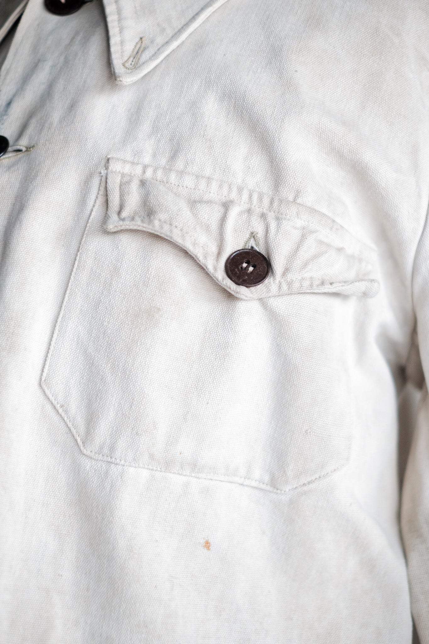 [~ 50's] French Vintage White Cotton Canvas Work Jacket