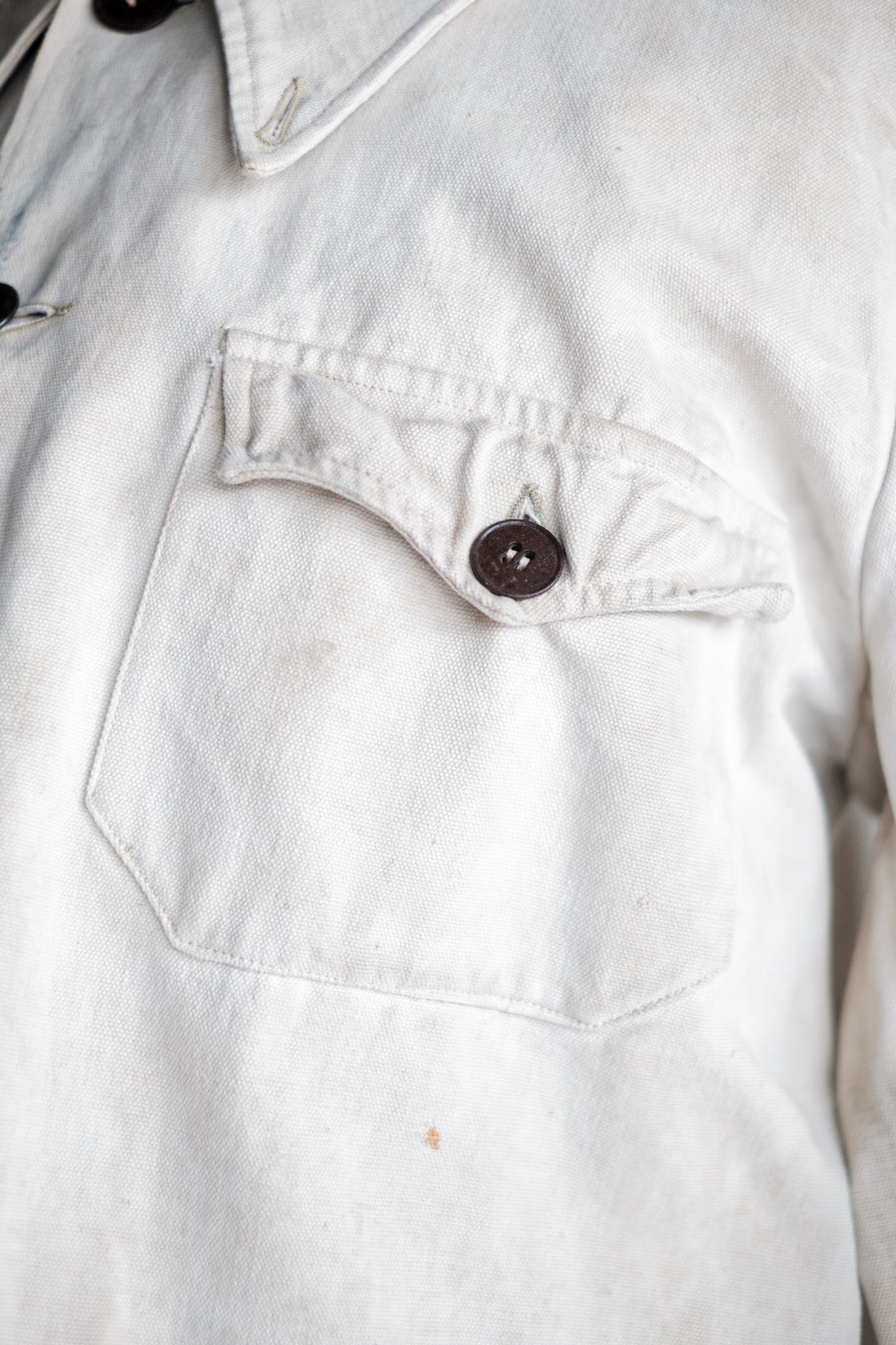 ［~50's］French Vintage White Cotton Canvas Work Jacket