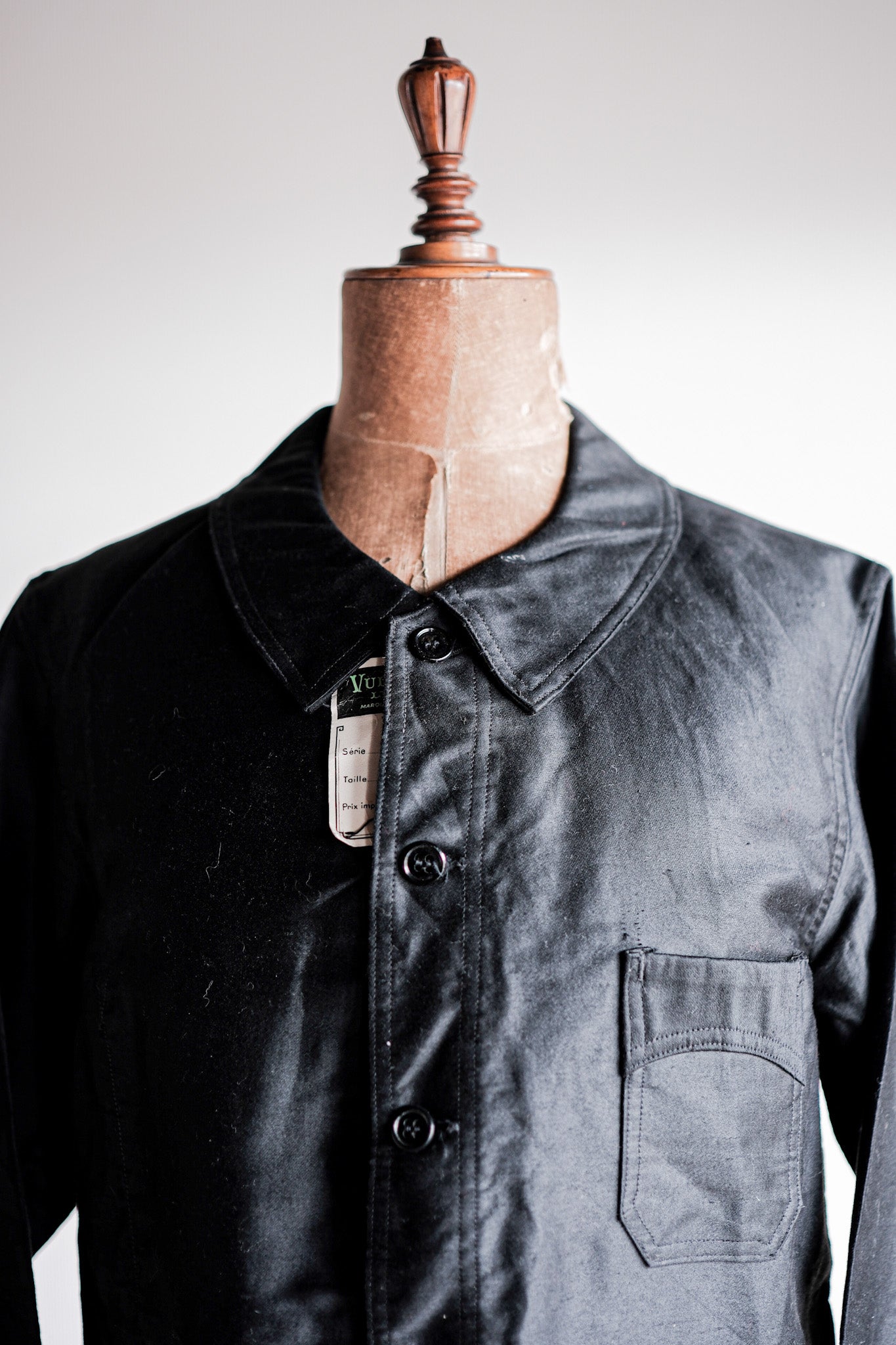 40's】French Vintage Black Light Moleskin Work Jacket 