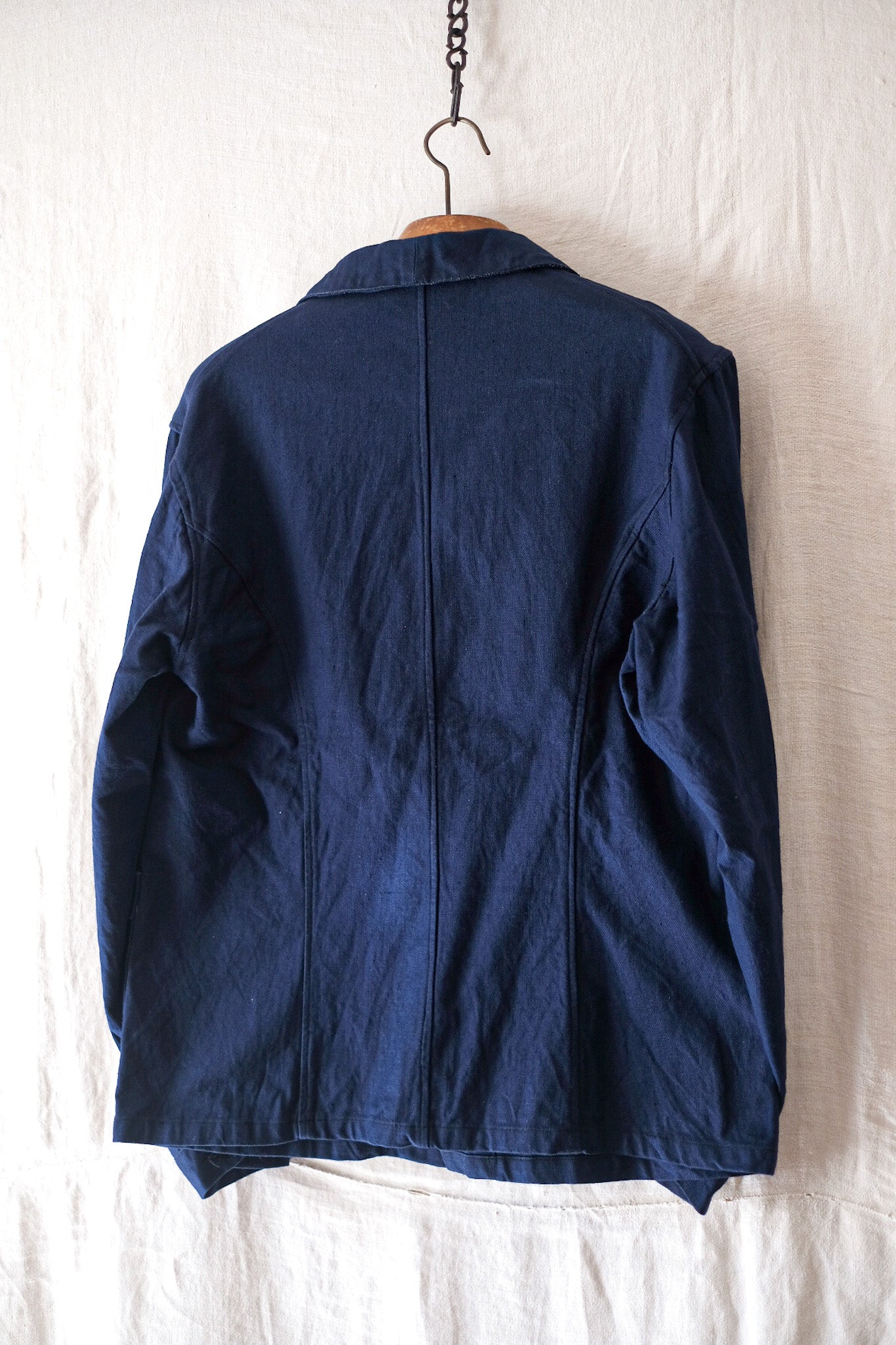 【~40's】French Vintage Indigo Cotton Linen Twill Work Jacket