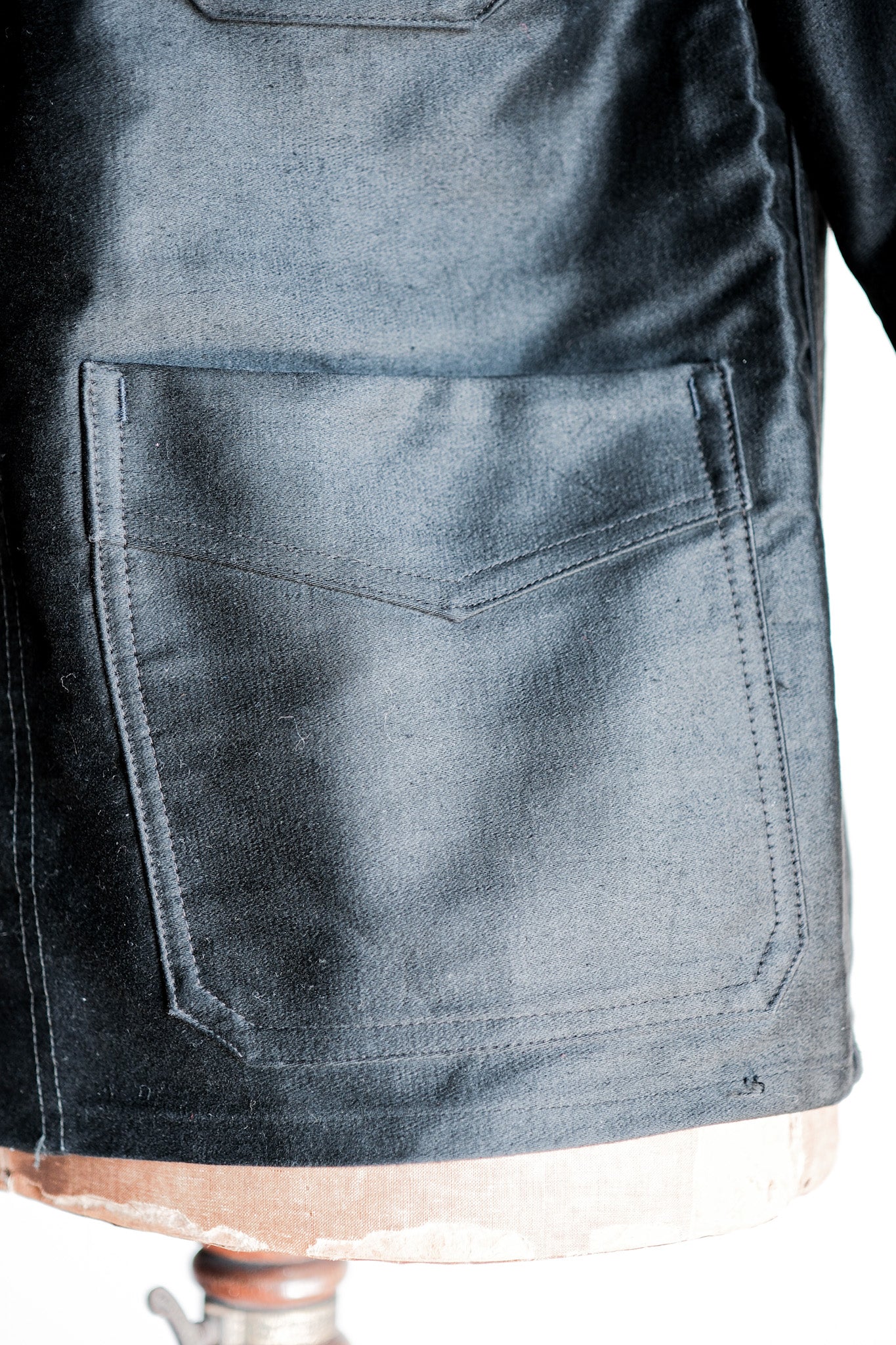 [~ 50's] French Vintage Black Moleskin Work Jacket "Dead Stock"