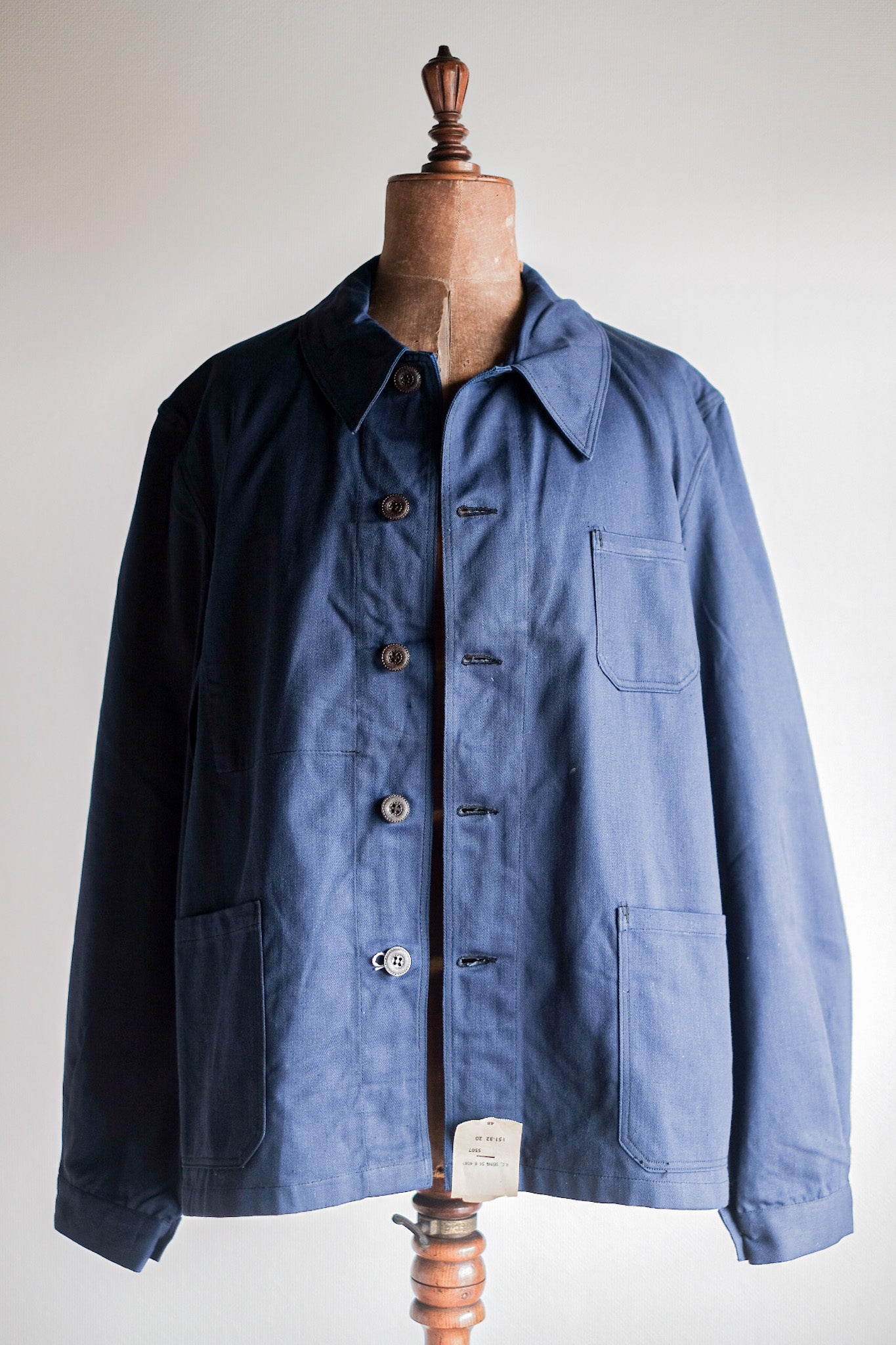 [~ 50's] Veste de travail en coton bleu vintage français "Stock Dead"
