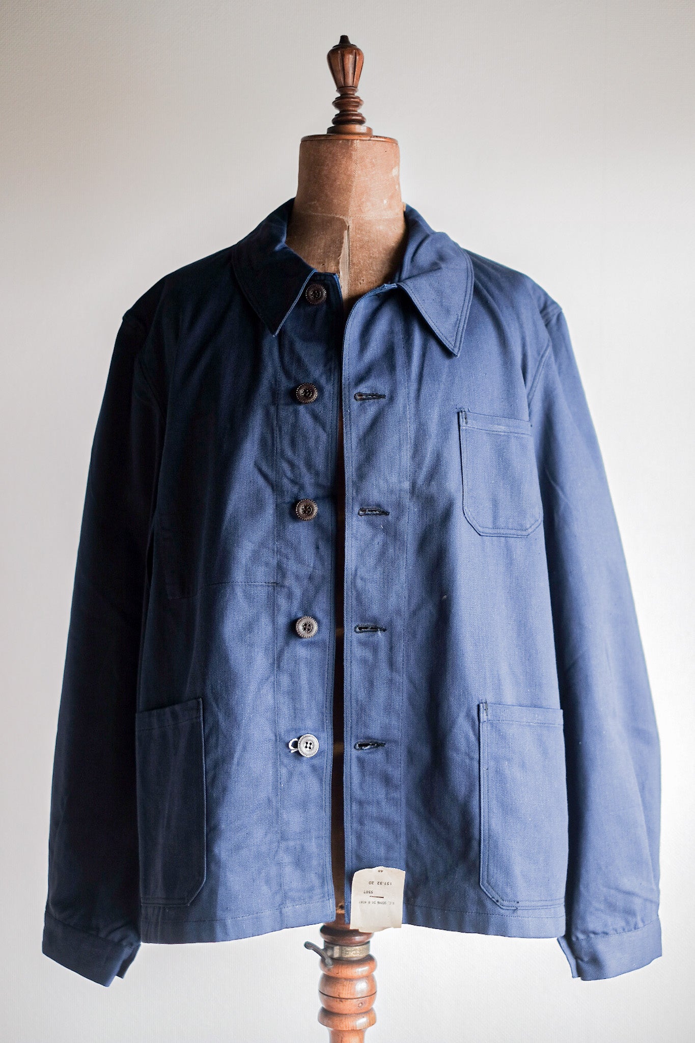 【~50's】French Vintage Blue Cotton Twill Work Jacket "Dead Stock"