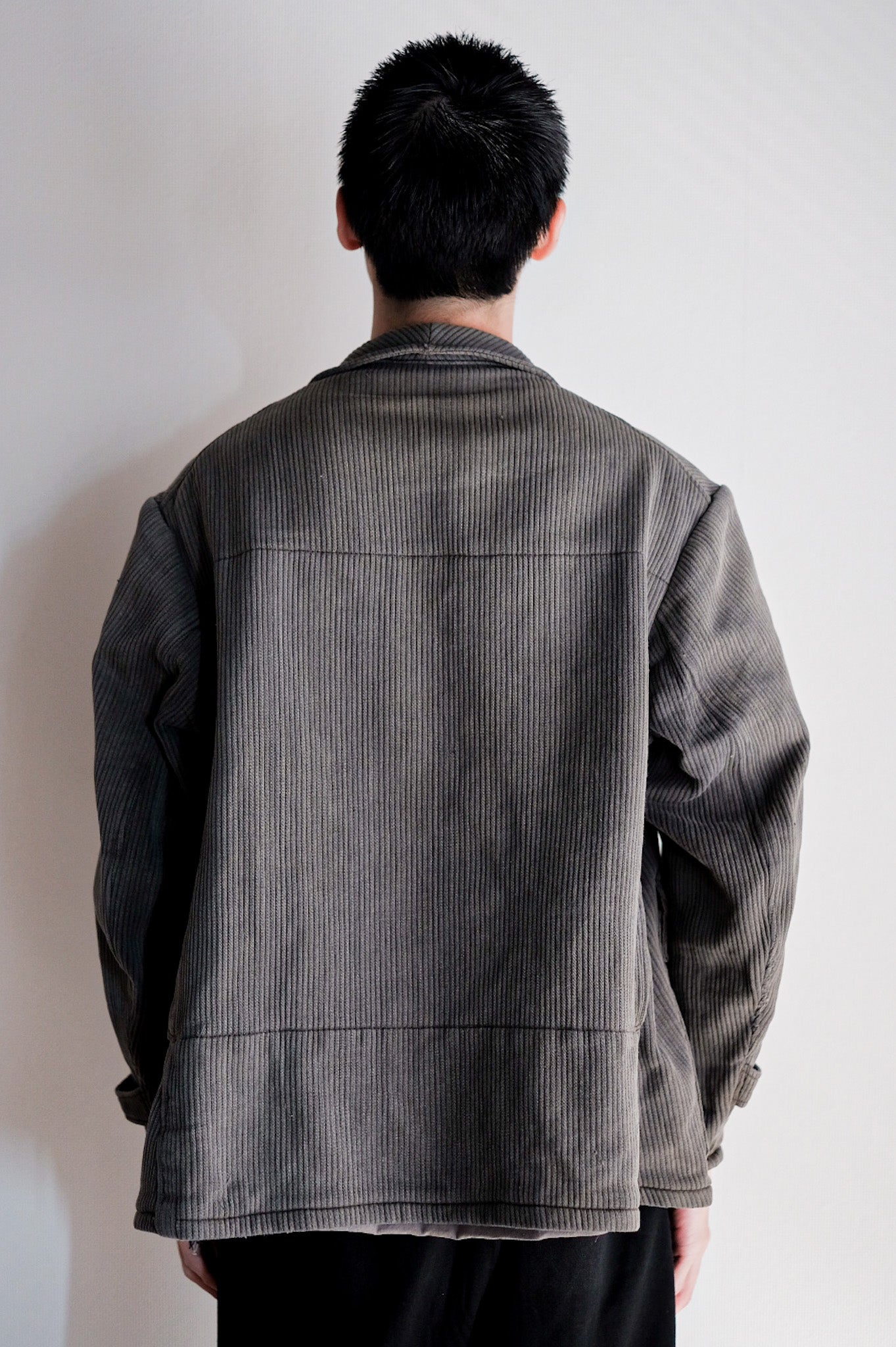 ［~30's］French Vintage Gray Cotton Pique Hunting Jacket With Chin Strap