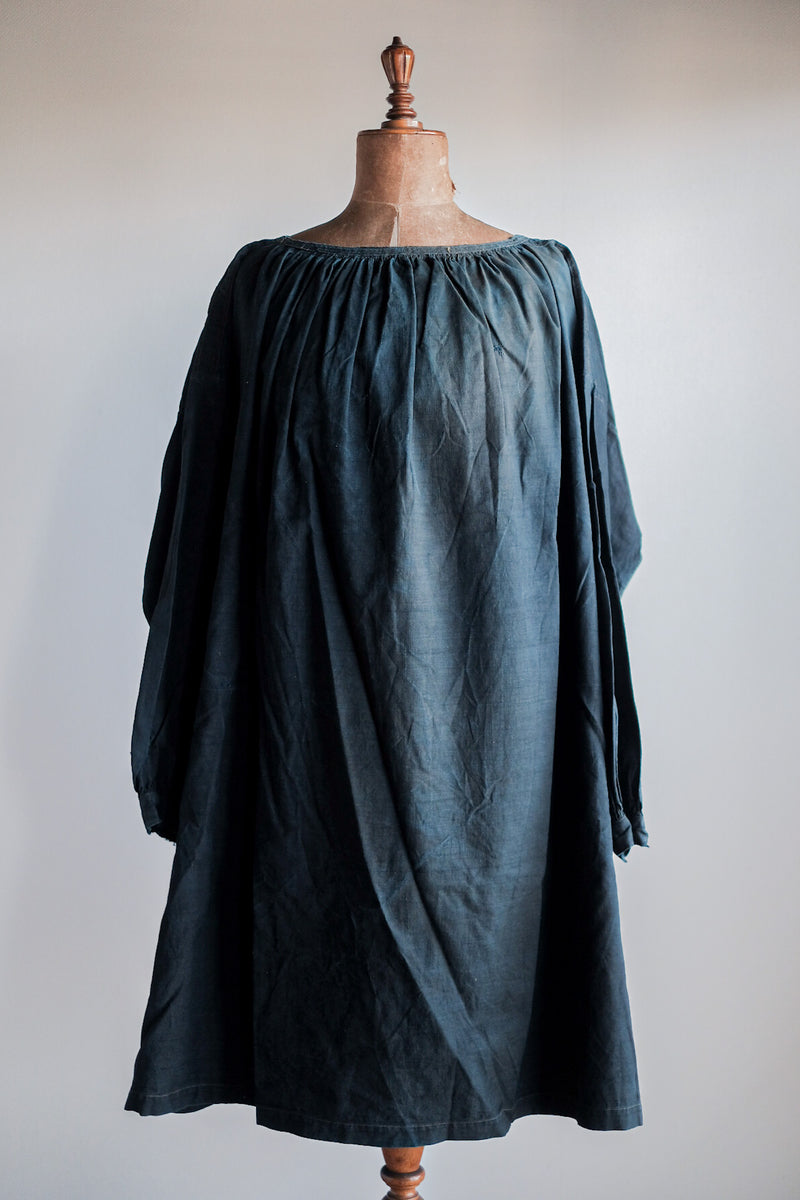 【Early 20th C】French Antique Indigo Linen Smock "Biaude"