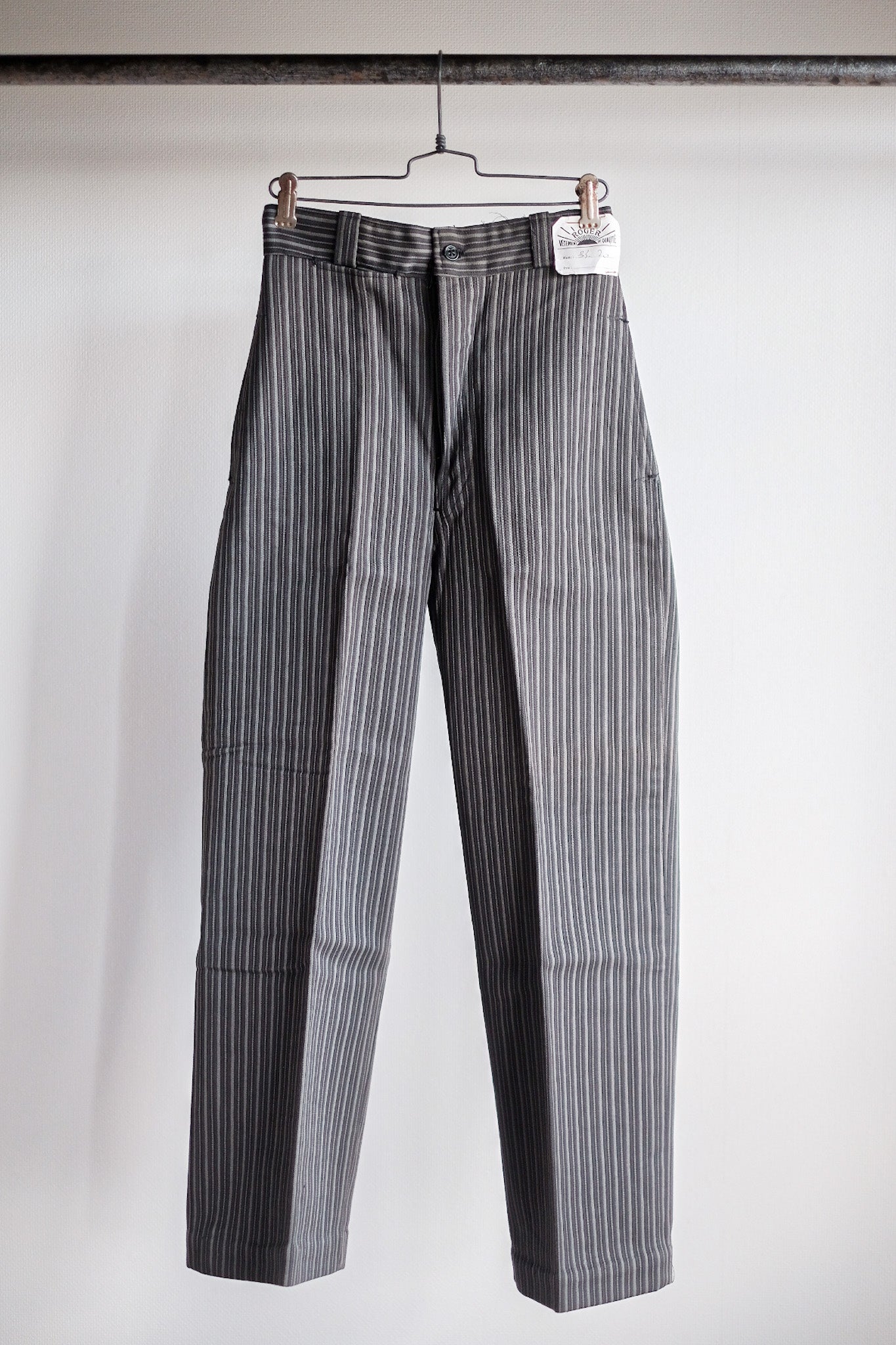 [~ 40's] French Vintage Cotton Pique Striped Work Pants "DEAD STOCK"