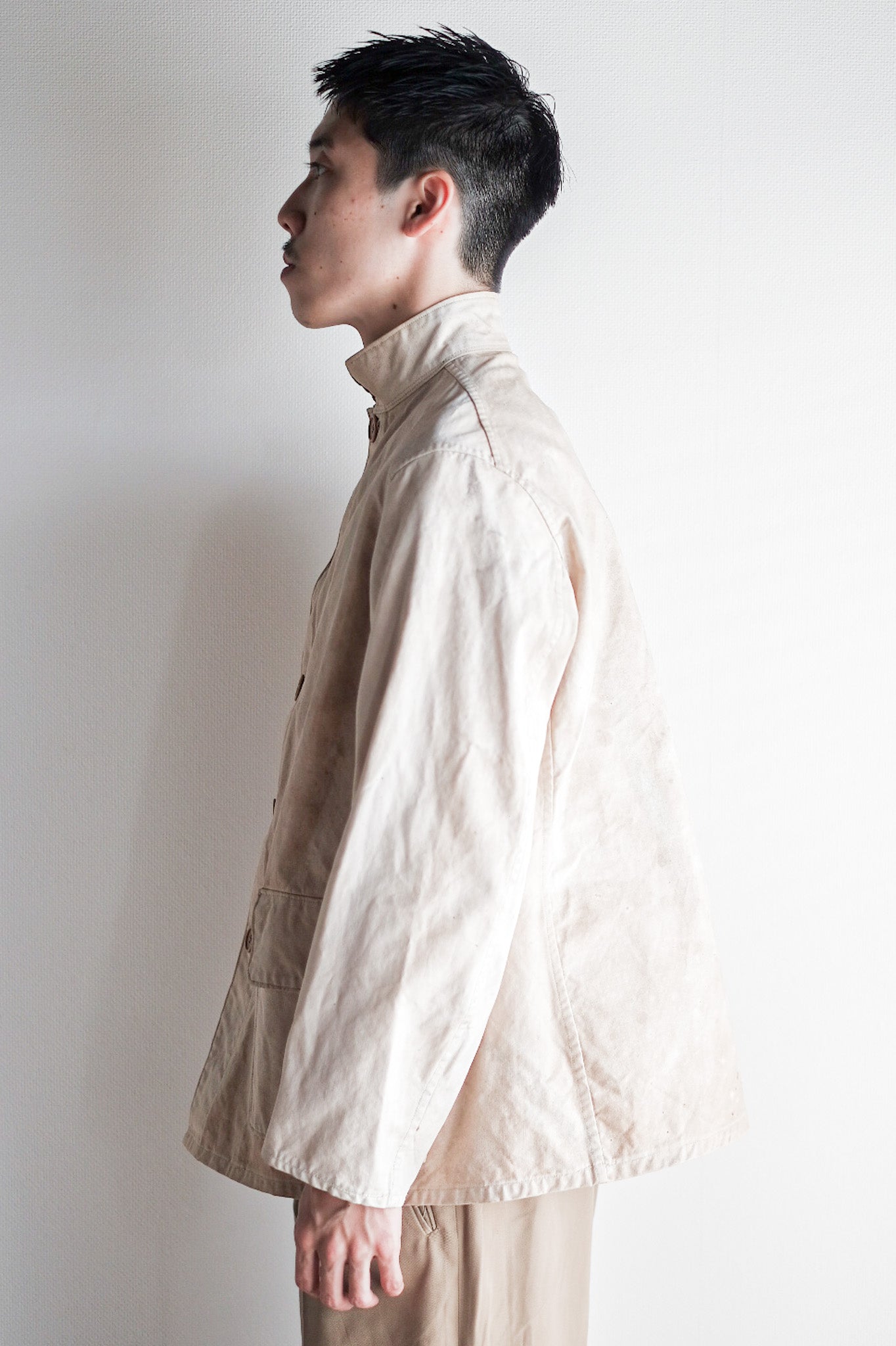 【~30's】French Vintage Stand Collar Linen Jacket