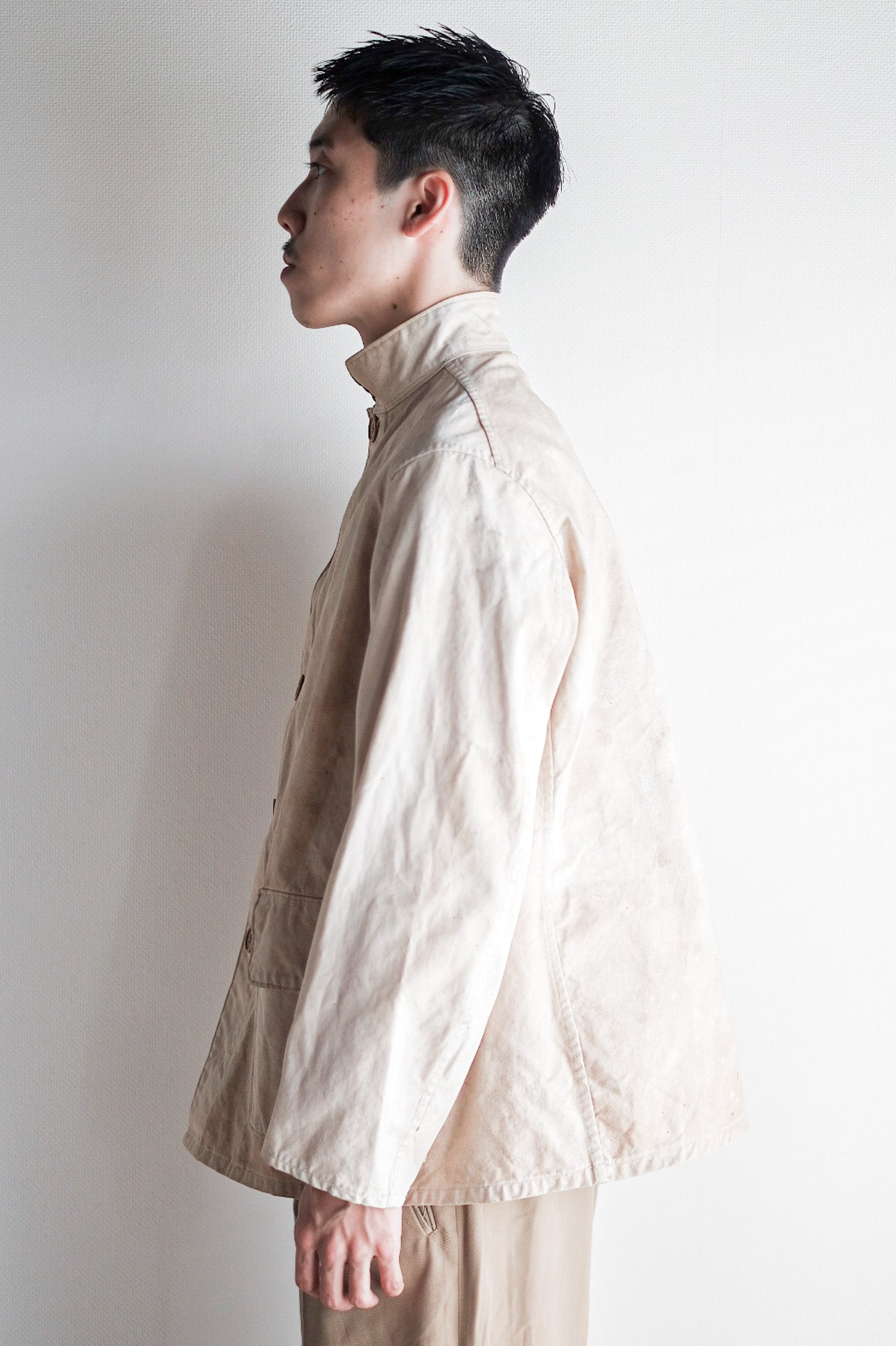 ［~30's］French Vintage Stand Collar Linen Jacket