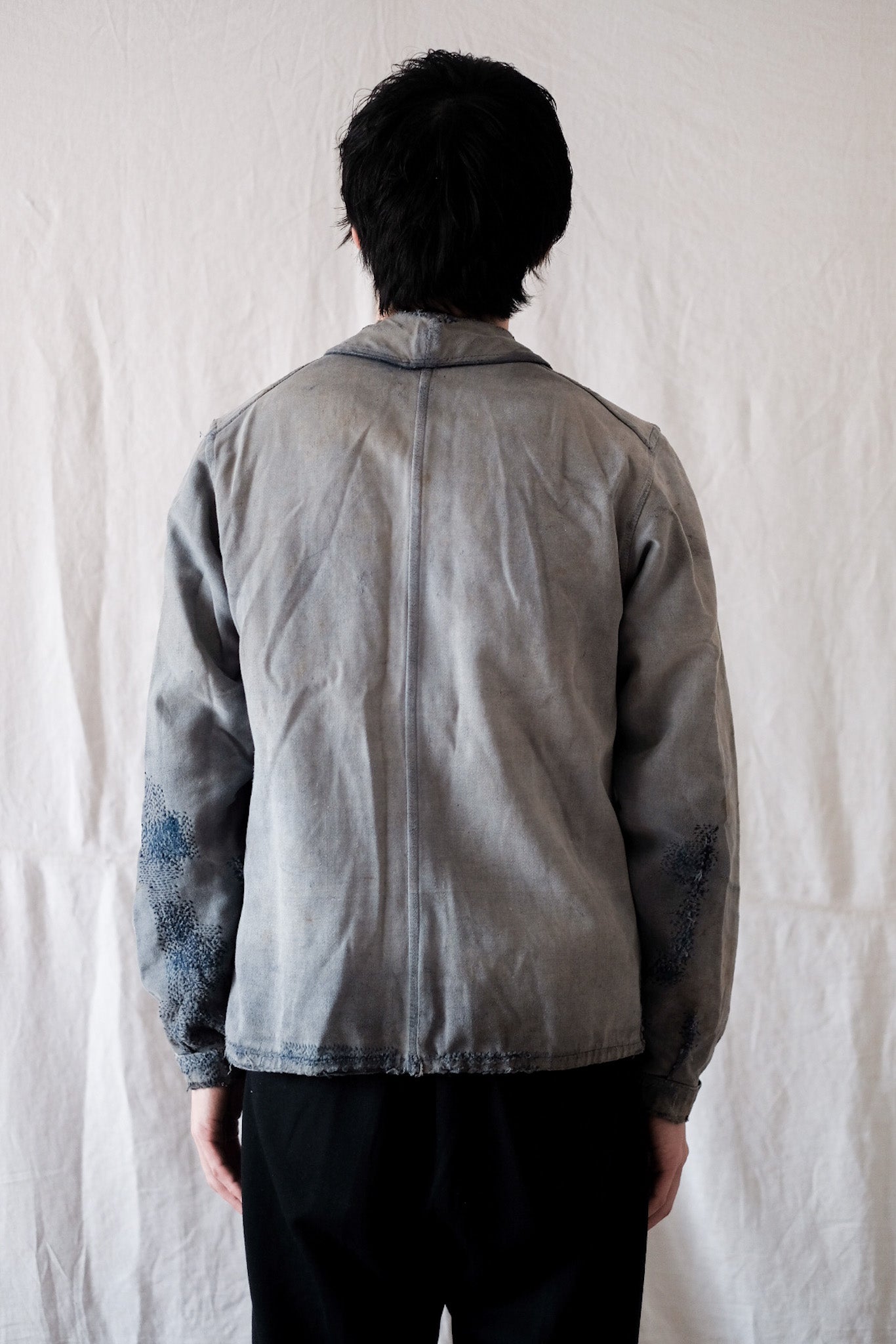 30's】French Vintage Blue Moleskin Work Jacket 
