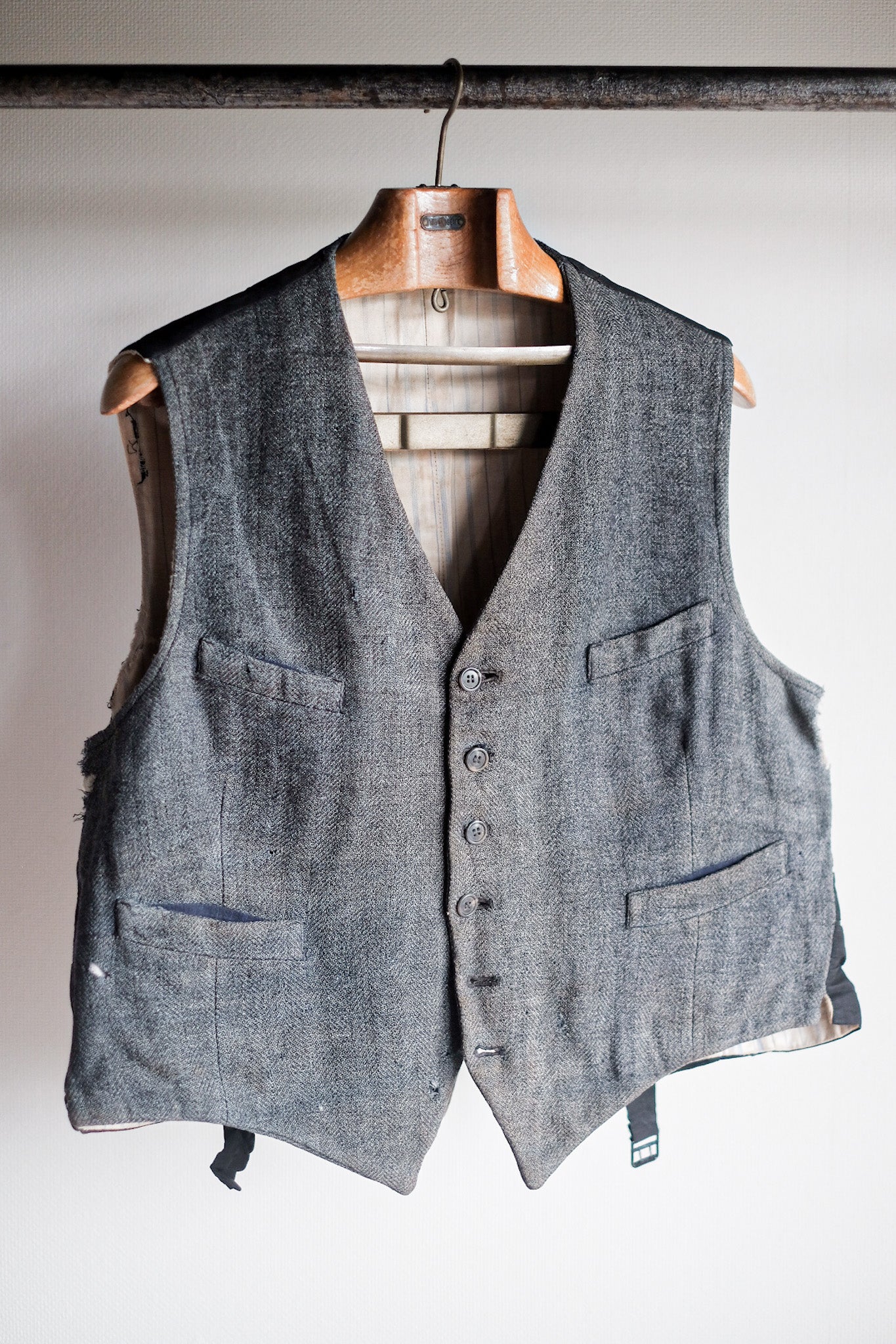 [~ 40's] French Vintage Grey Work Work Gilet