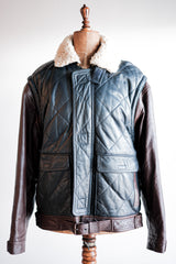 [~ 70's] Old Marcel Lassance Leather Bomber Jacket Size.52