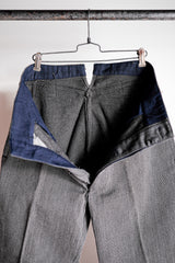 [~ 30's] French Vintage Salt & Pepper Cotton Twil ทำงานกางเกง "Dead Stock"
