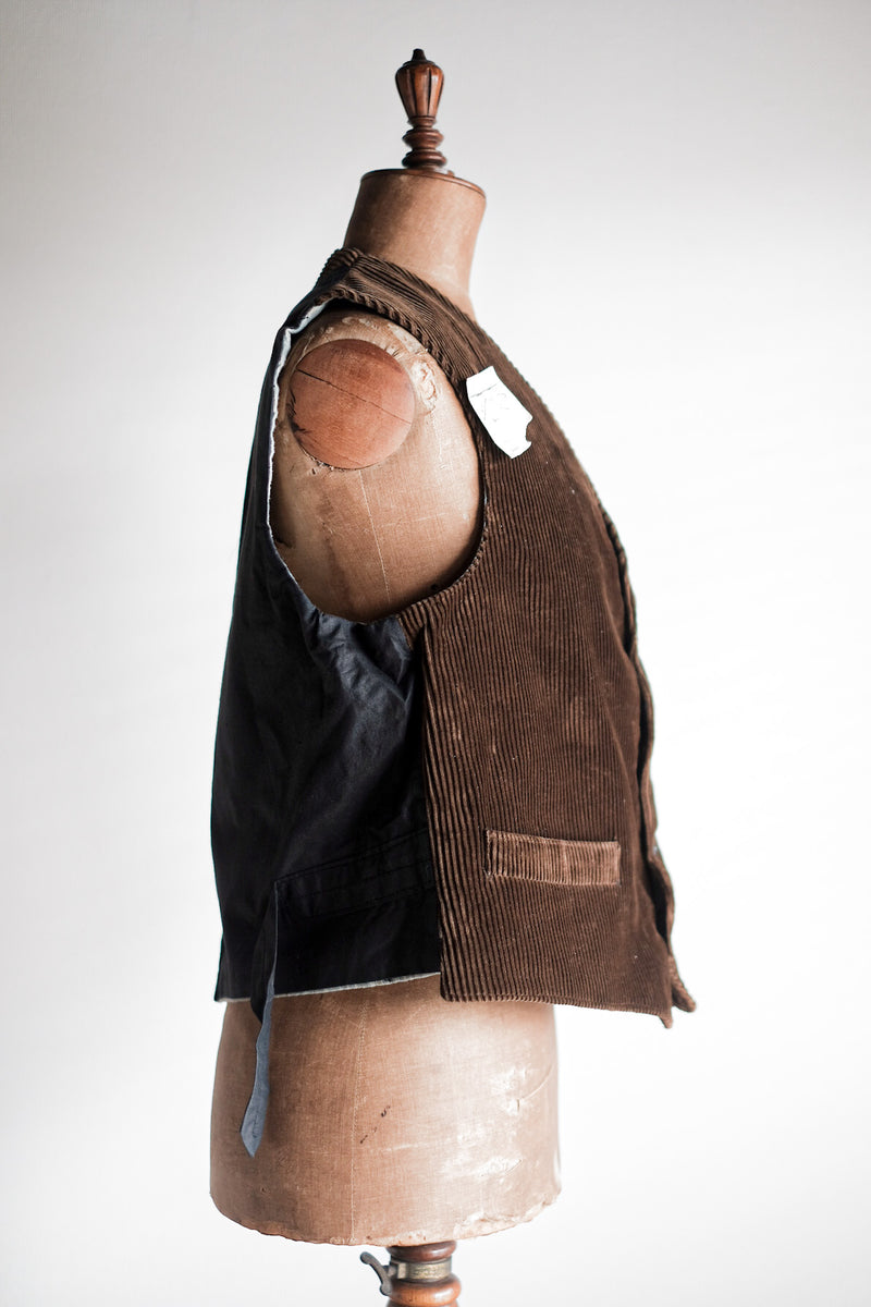 【~40's】French Vintage Brown Corduroy Work Gilet "Dead Stock"