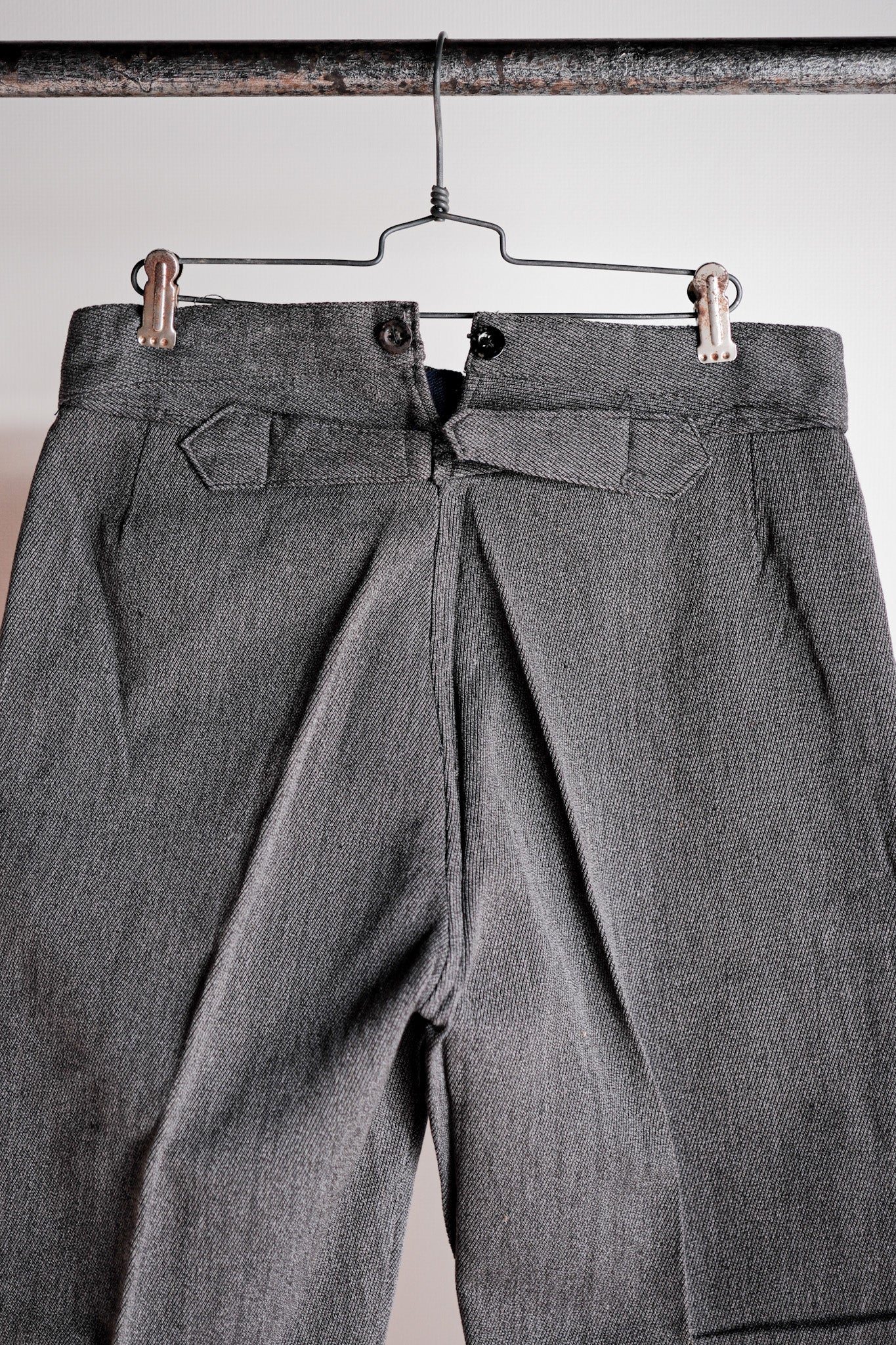 ［~30's］French Vintage Salt & Pepper Cotton Twill Work Pants "Dead Stock"