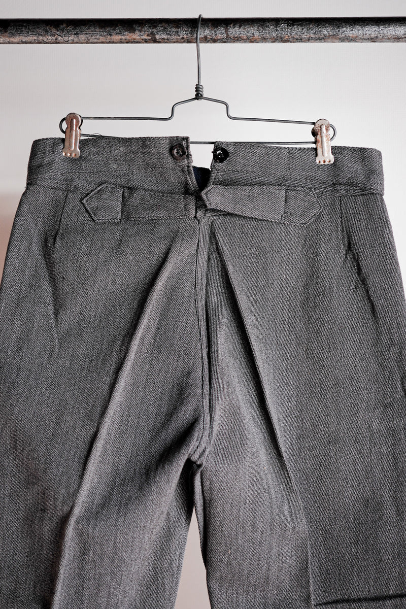 30's】French Vintage Salt & Pepper Cotton Twill Work Pants 