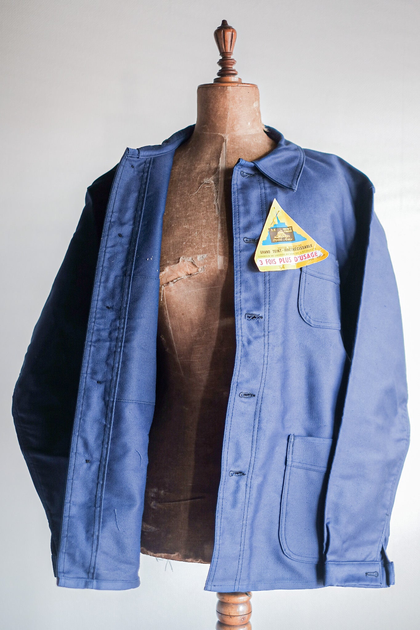 ［~50's］French Vintage Blue Moleskin Work Jacket "Le Mont St. Michel" "Dead Stock"